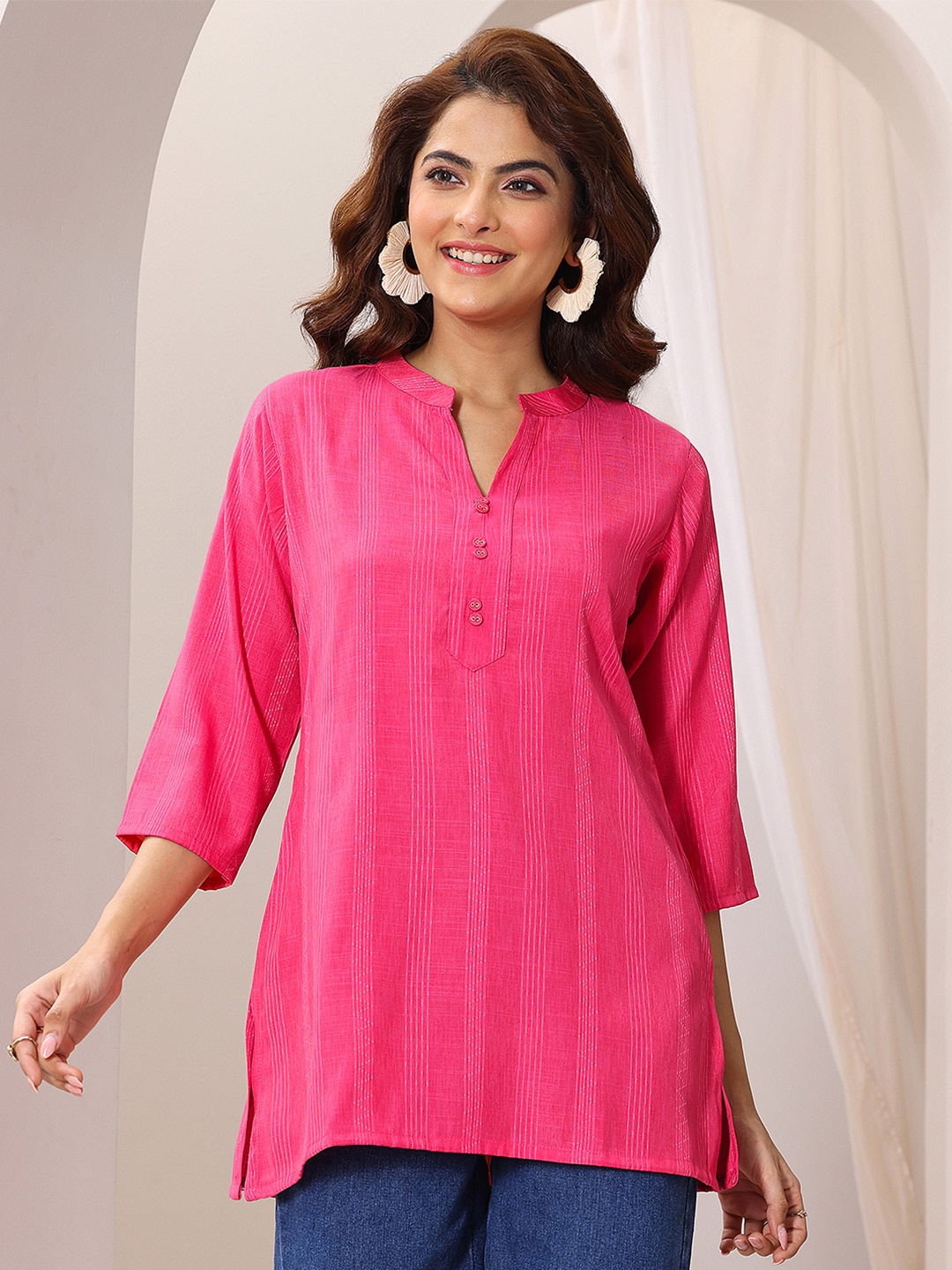 

Libas Woven Design Kurti, Pink