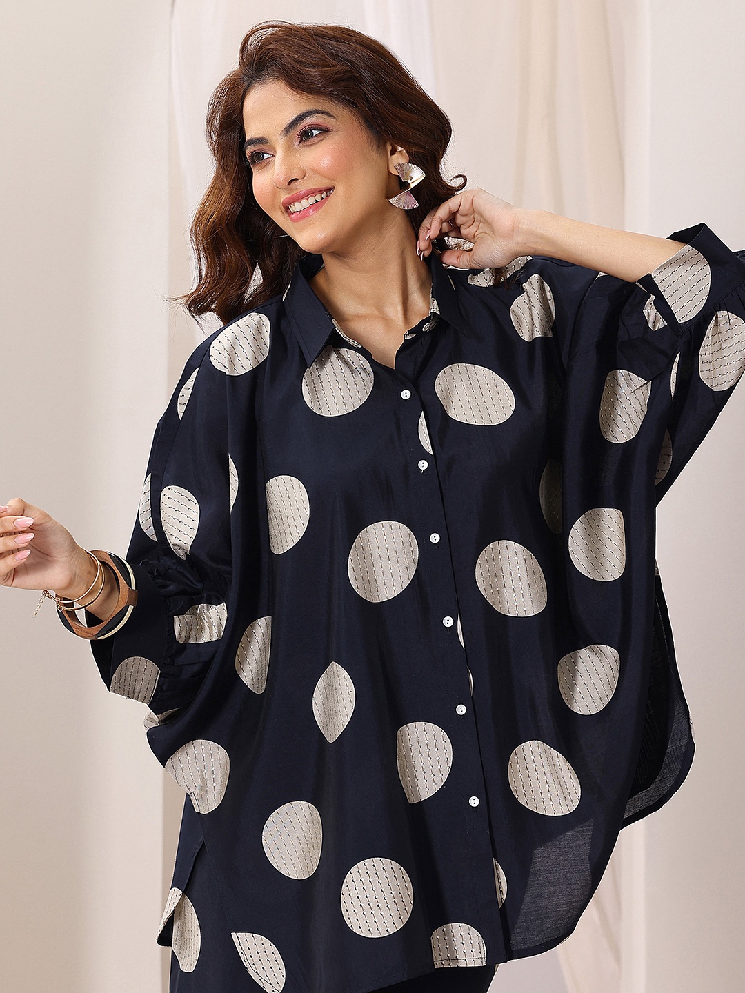 

Libas Geometric Printed Kimono Shirt With Palazzo, Blue