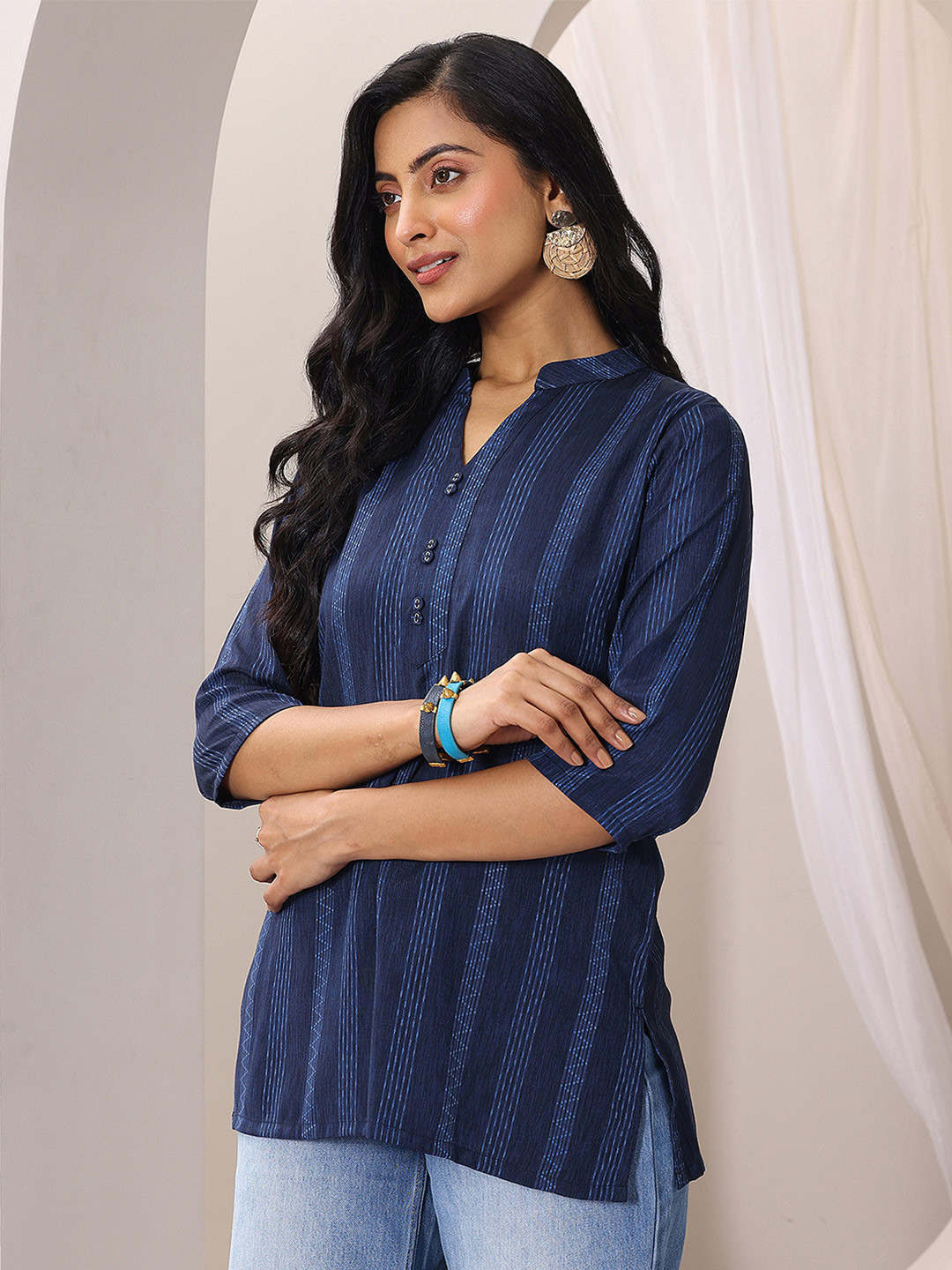 

Libas Women Woven Design Kurti, Blue