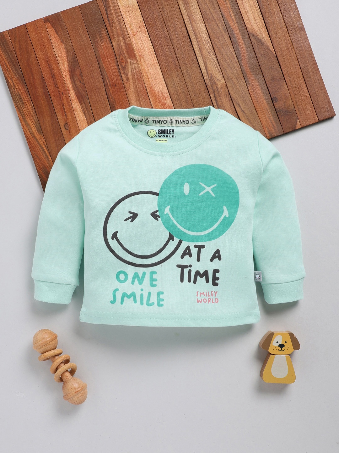 

YK X Tinyo Infant Boys Printed Cotton T-shirt, Sea green