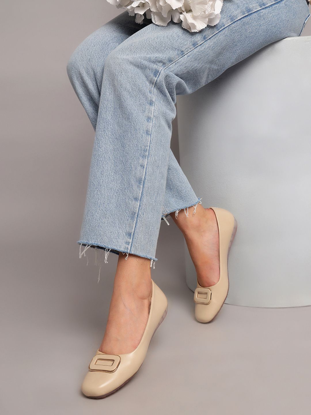 

Truffle Collection Women Slip On Ballerinas with Buckle Flats, Nude