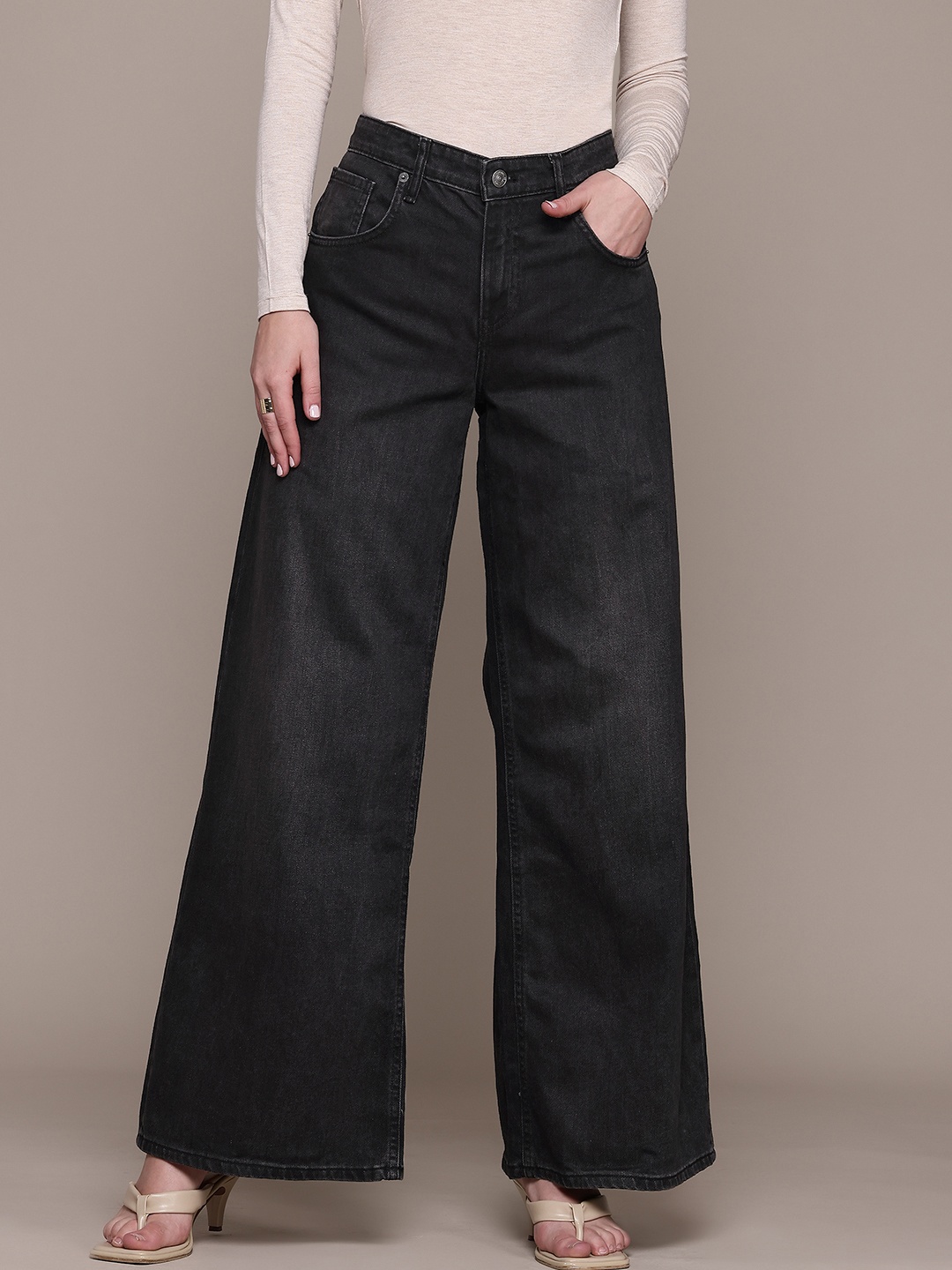 MANGO Women Regular Fit Jeans, Navy blue