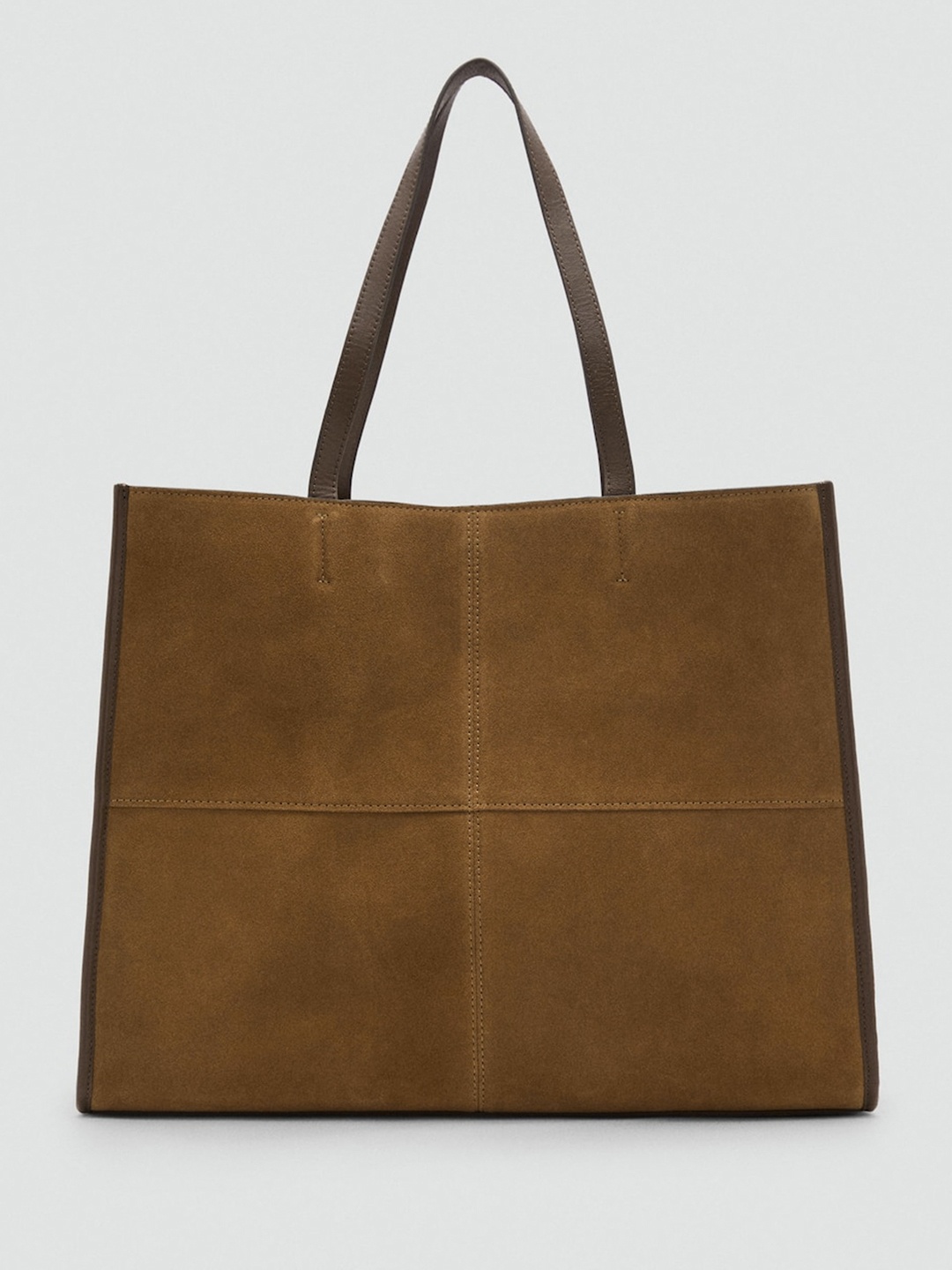 

MANGO Suede Structured Shoulder Bag, Brown