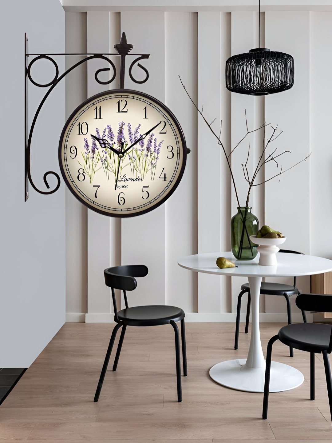 

OLIVE TREE Black & Pink Printed Round Shaped Vintage Metal Wall Clock
