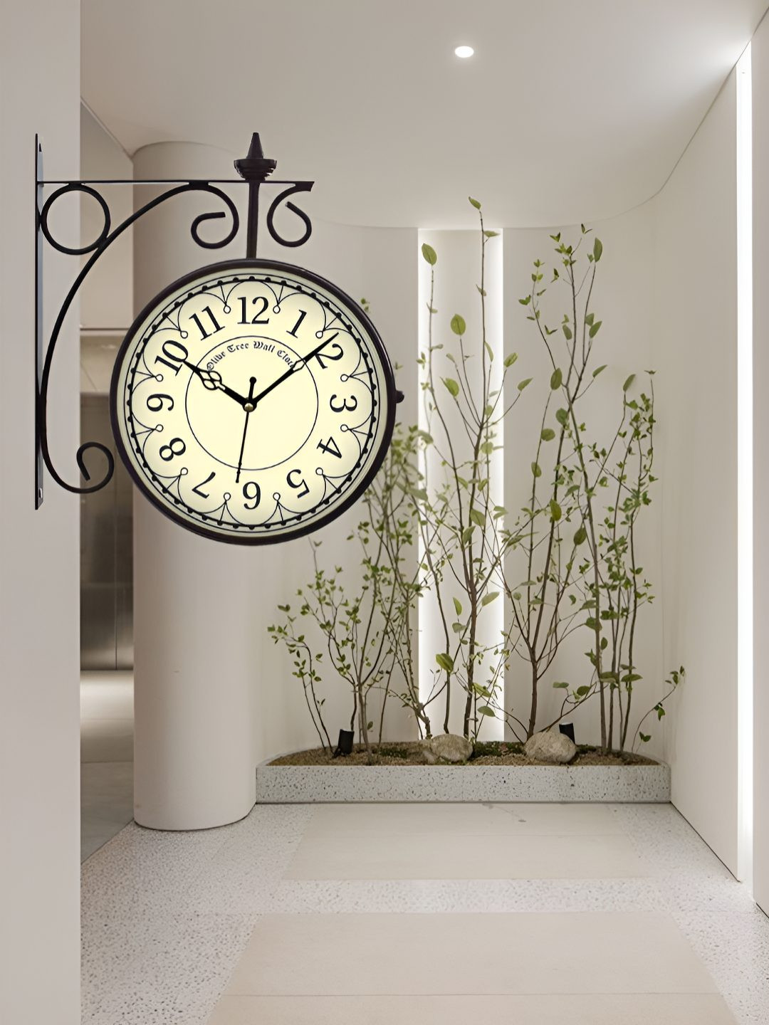 

OLIVE TREE Black Printed Analogue Metal Round Vintage Station Double Sided Wall Clock