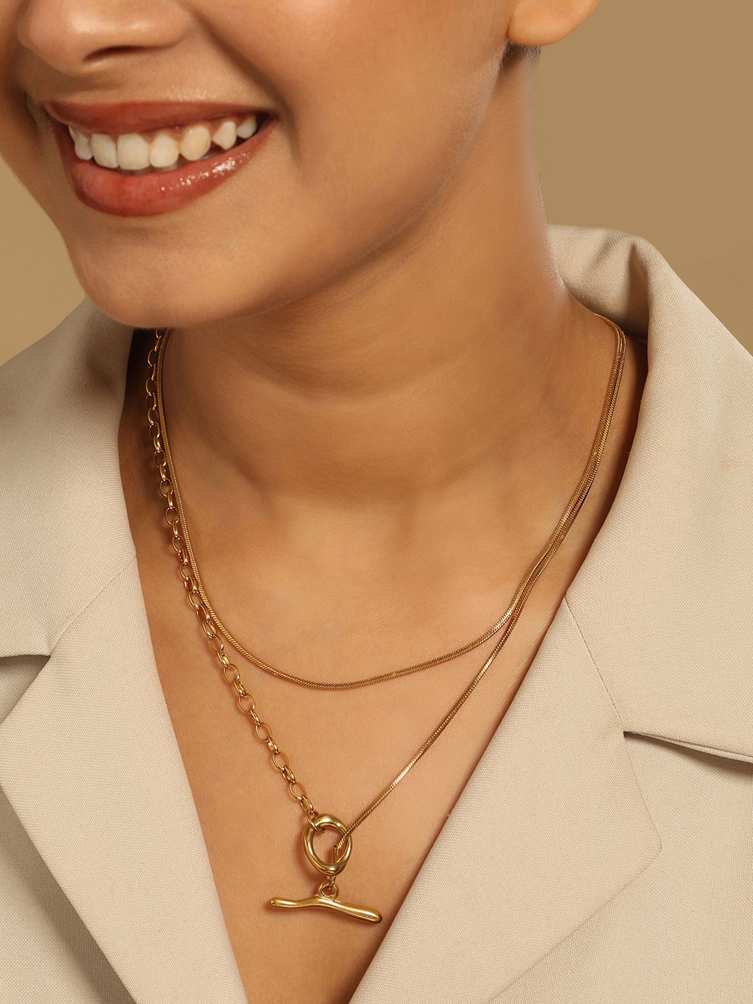 

Yinara Stainless Steel Gold-Plated Minimal Layered Chain