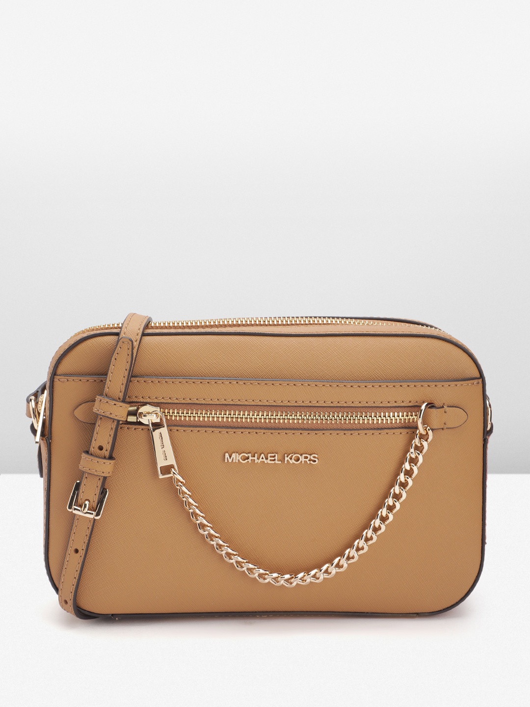 

Michael Kors Leather Structured Sling Bag, Camel brown