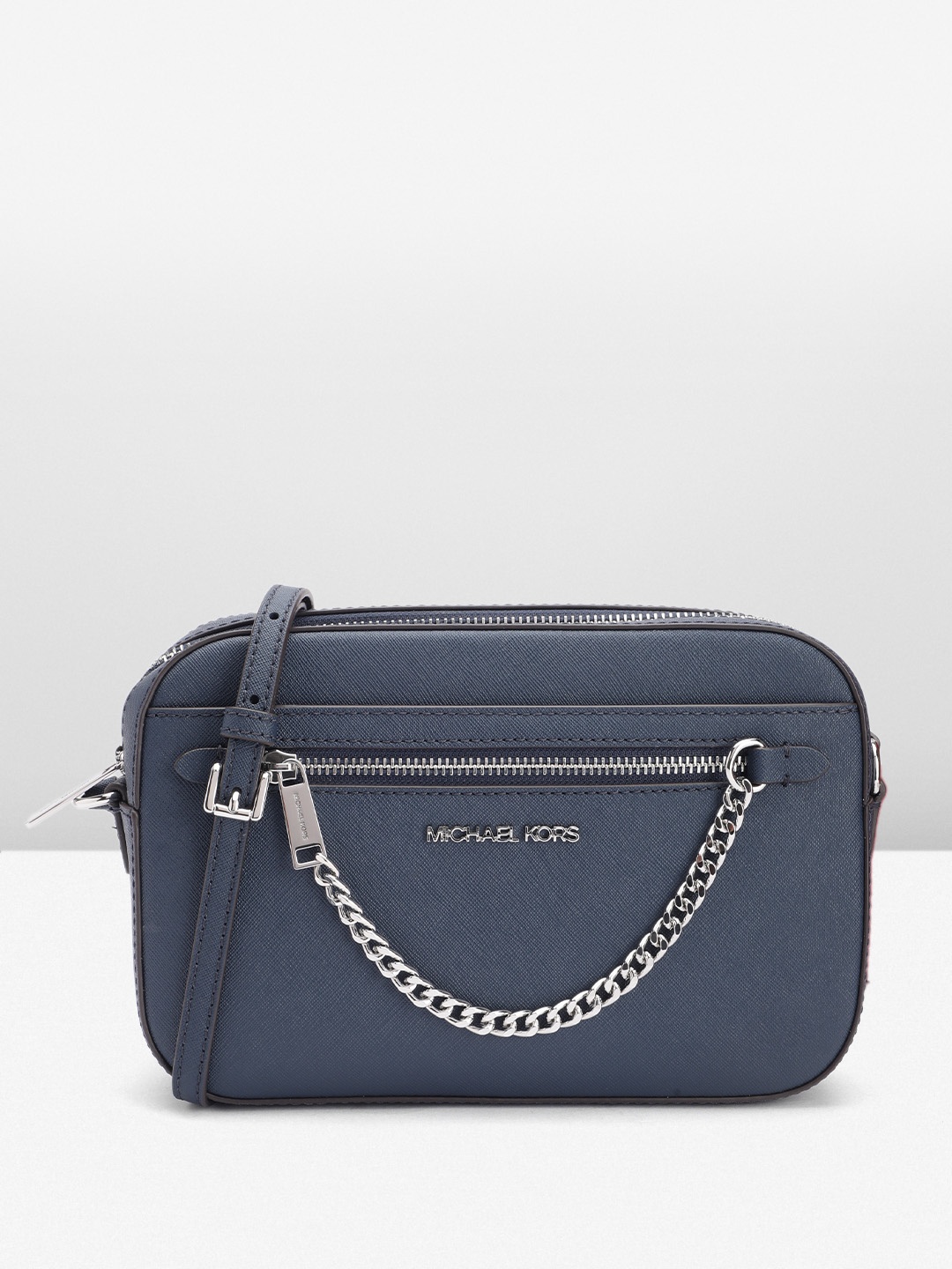 

Michael Kors Leather Structured Sling Bag, Navy blue