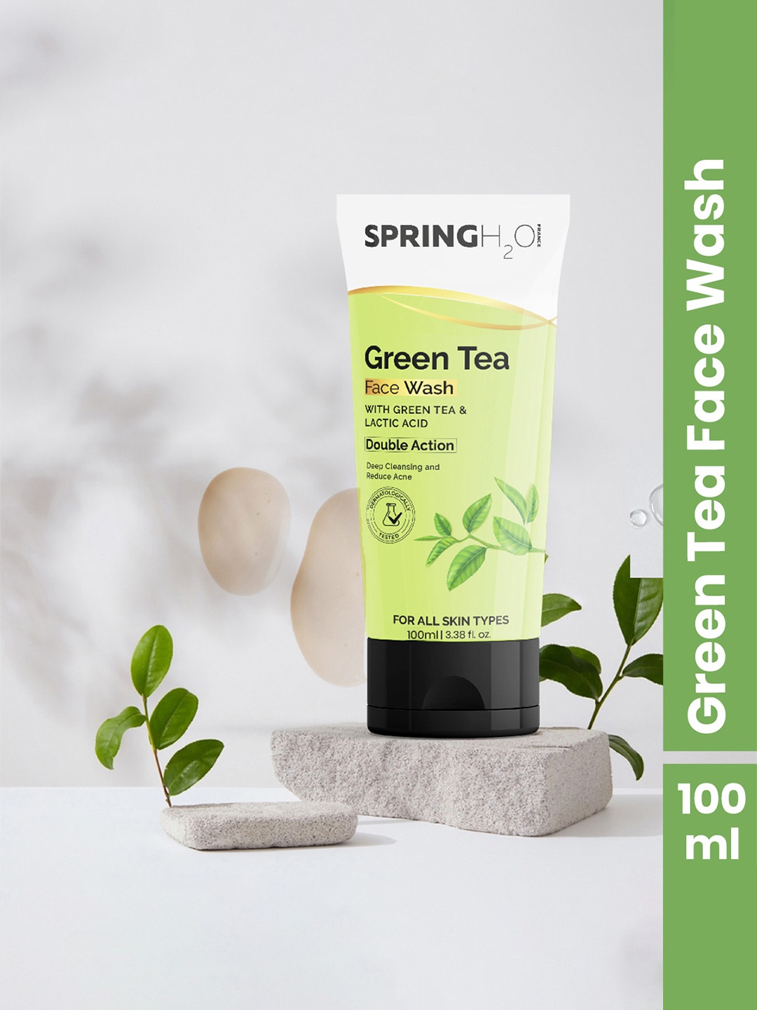 

Spring H2O Green Tea Face Wash With Lactic Acid - 100 ml, Lime green