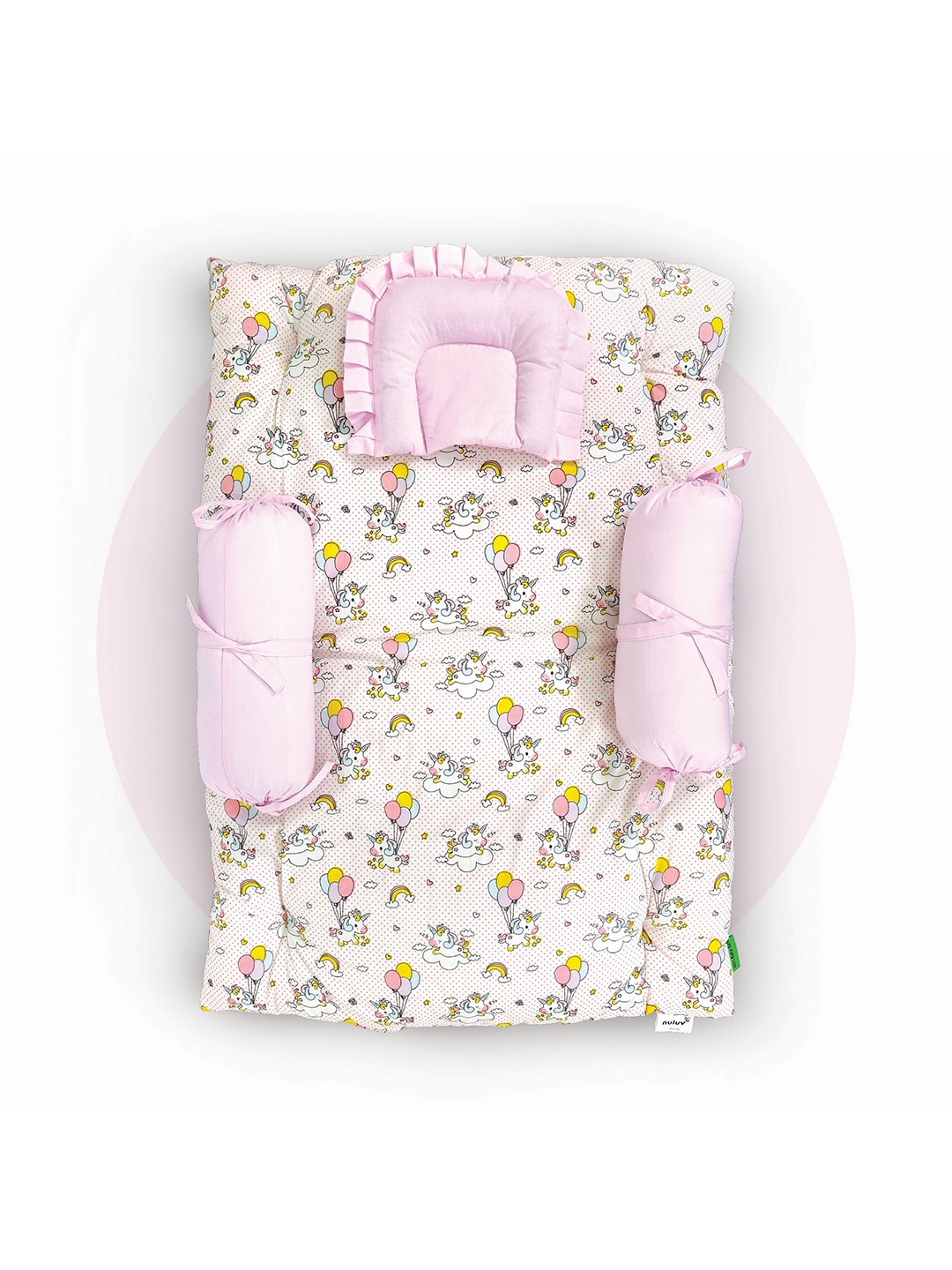 

Nuluv Infants Blue & White Printed Pure Cotton Baby Bed Set