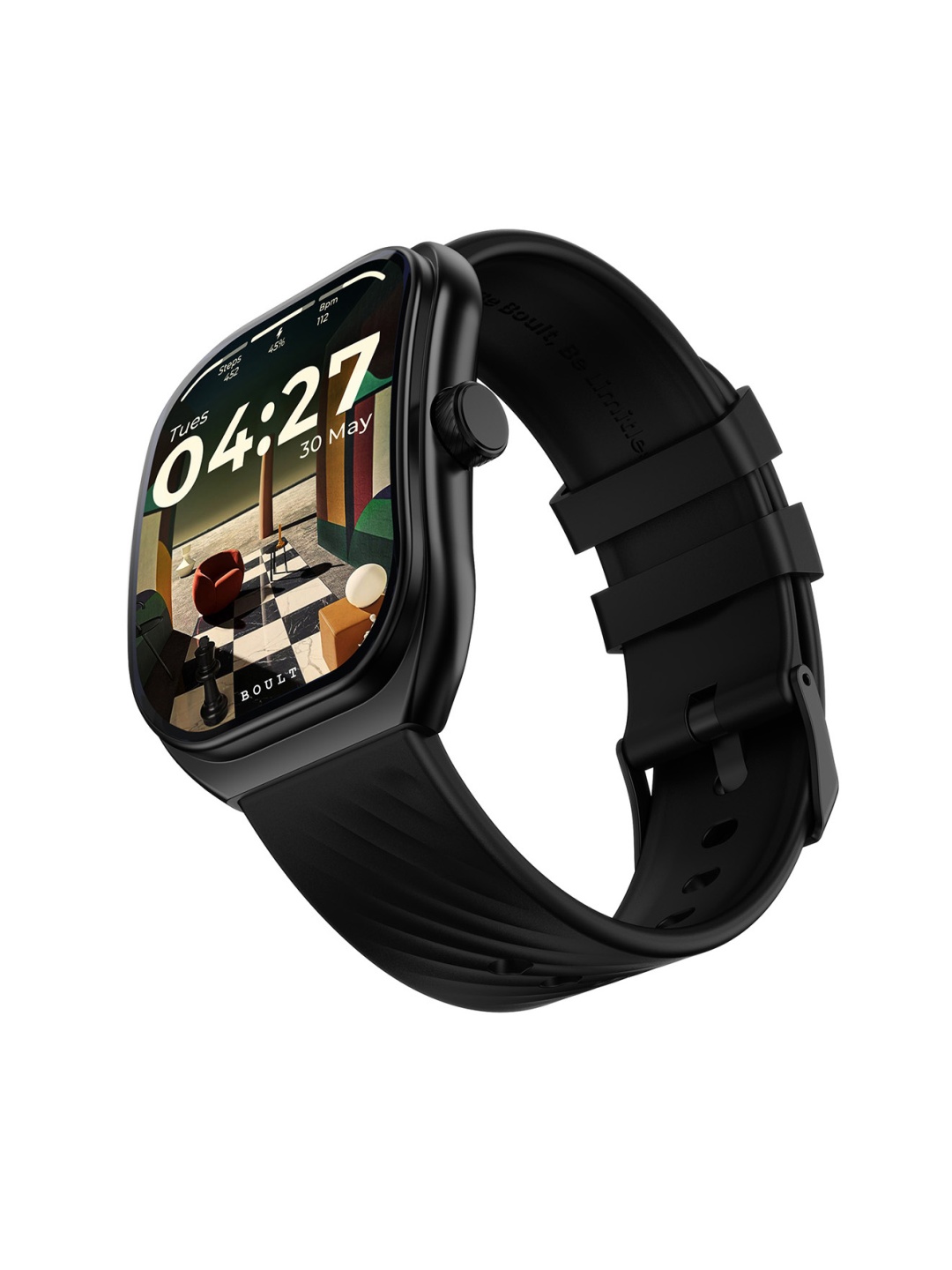 

Boult Trail Pro 2.01" 3D Curved Display, Working Crown, 600 Nits, IP68 Smart Watch, Black