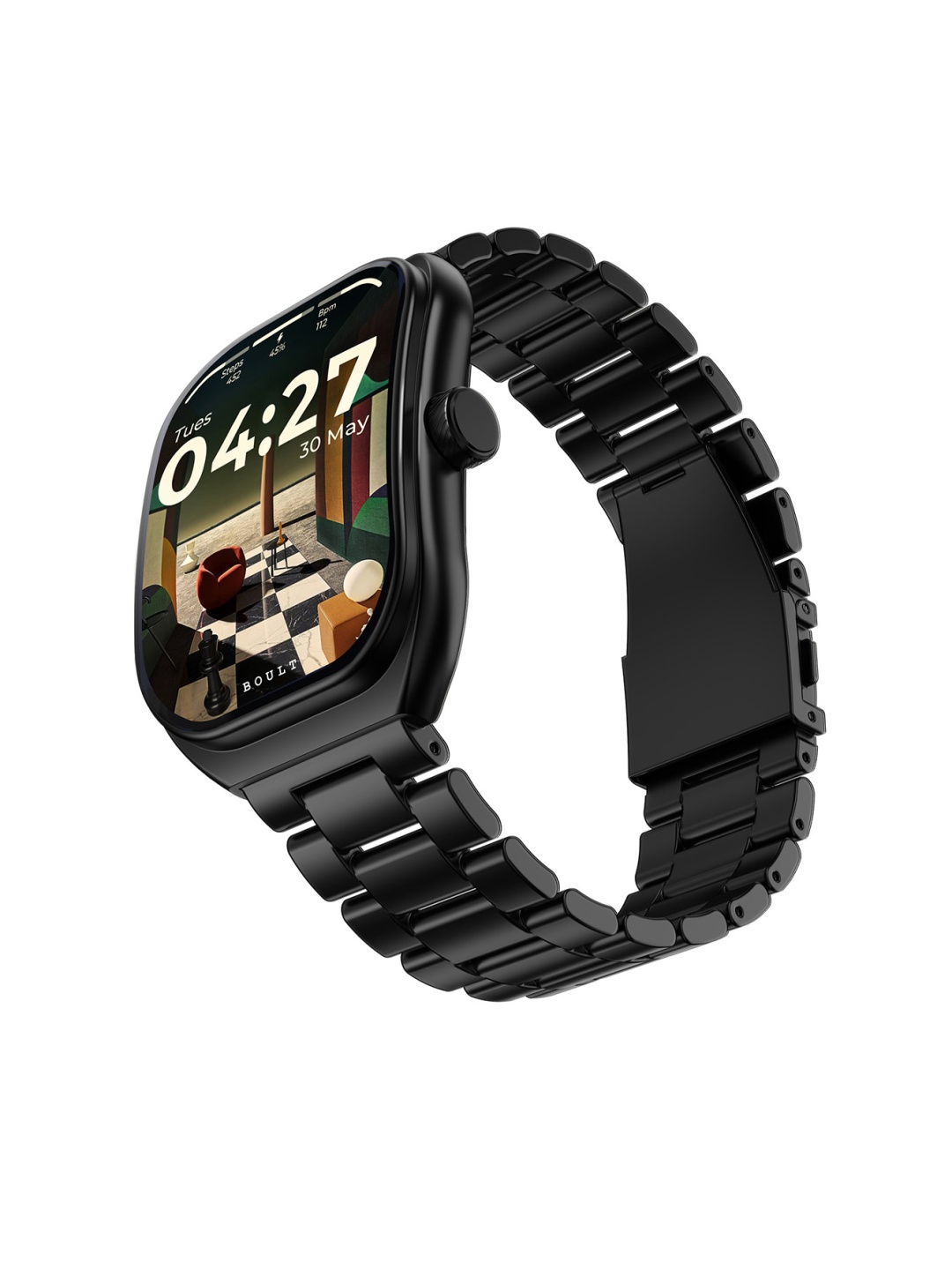 

Boult Trail Pro 2.01" 3D Curved Display, Working Crown, 600 Nits, IP68 Smart Watch, Black