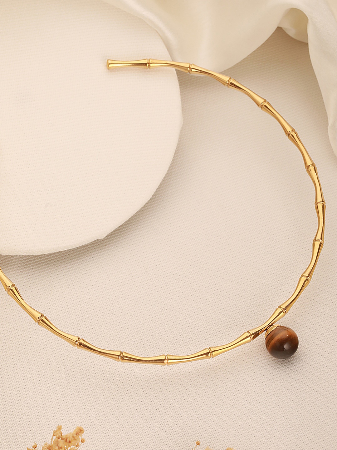 

Zaisha 18K Gold Plated Tiger's Eye Choker Necklace