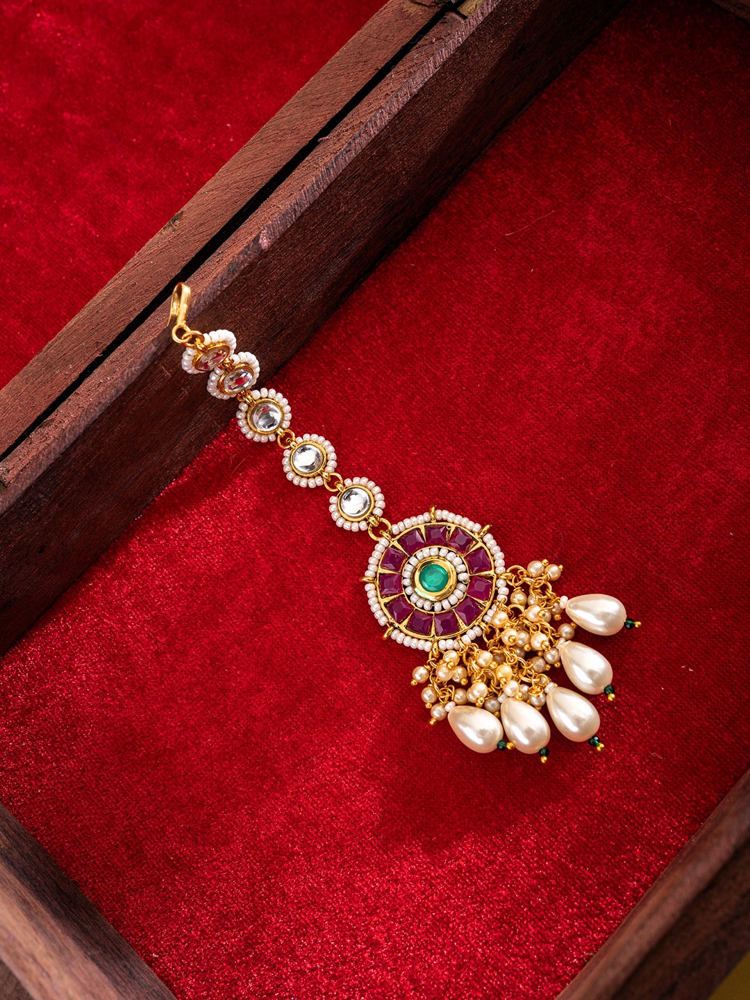 

PANASH Gold-Plated Kundan Studded Maang Tikka