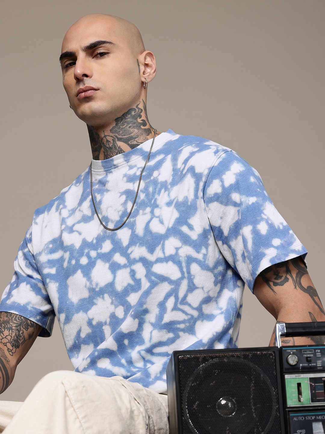 

R.Code by The Roadster Life Co. Men Abstract Printed Relaxed Fit T-shirt, Blue