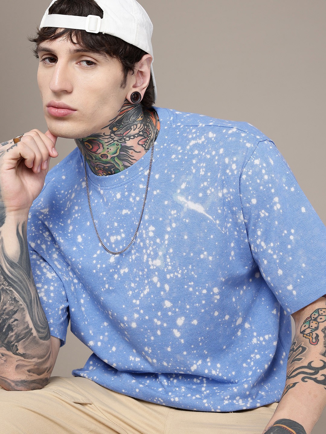 

R.Code by The Roadster Life Co. Men Tie and Dye Printed Relaxed Fit T-shirt, Blue
