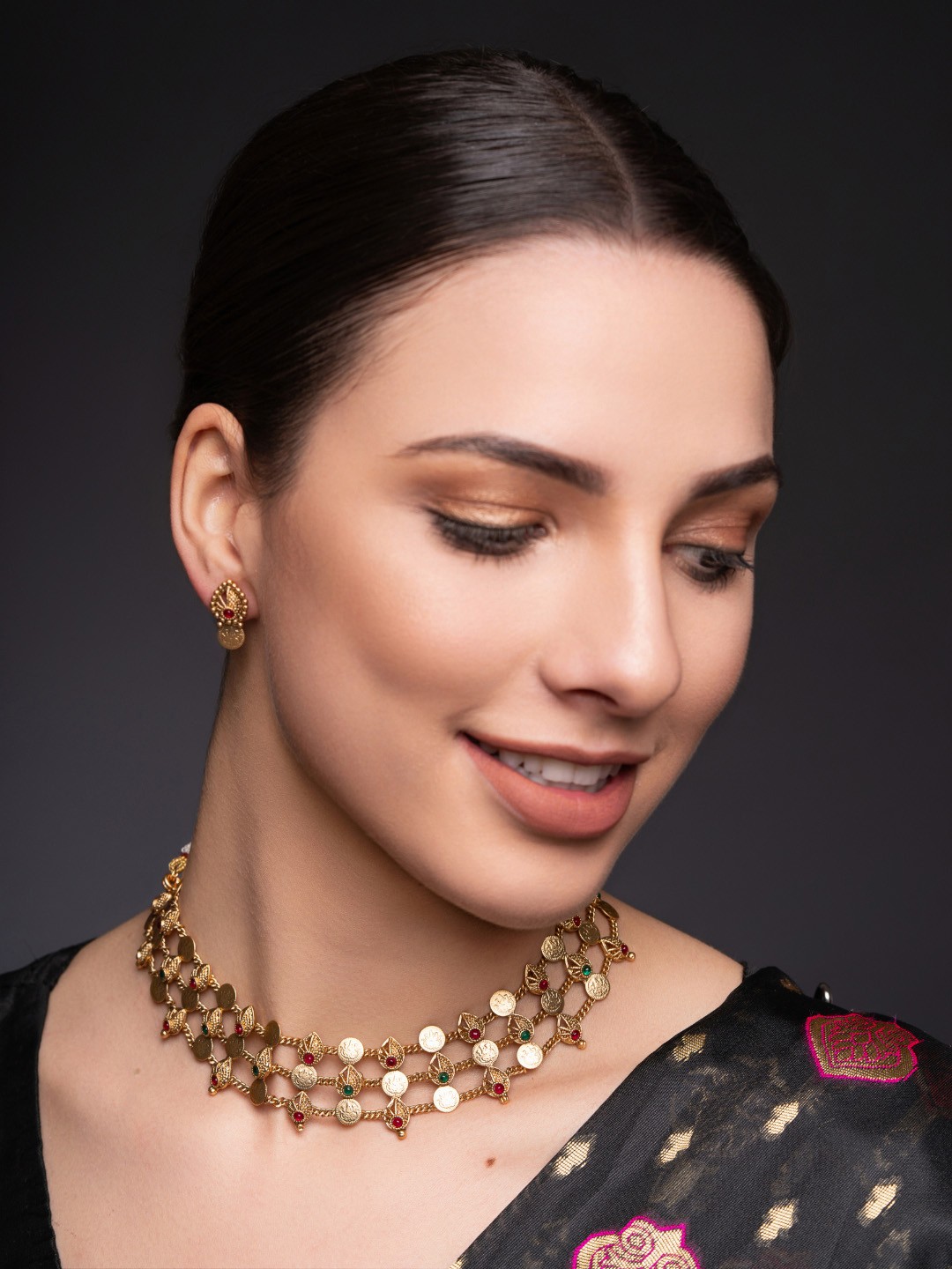 

PANASH Gold-Plated Stones-Studded Jewellery Set