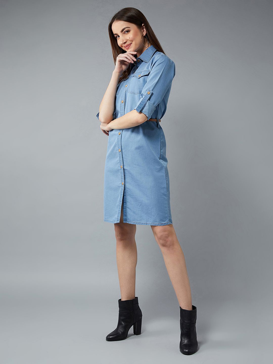 

DOLCE CRUDO Shirt Mini Dress, Blue