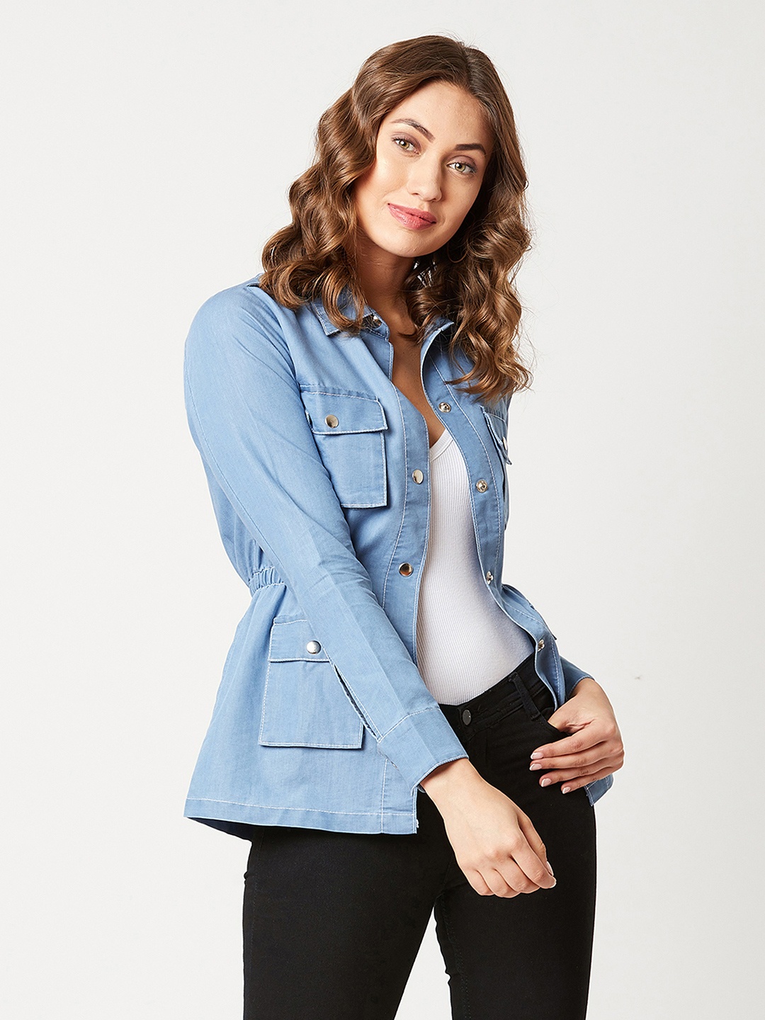 

DOLCE CRUDO Women Floral Checked Tailored Jacket, Blue