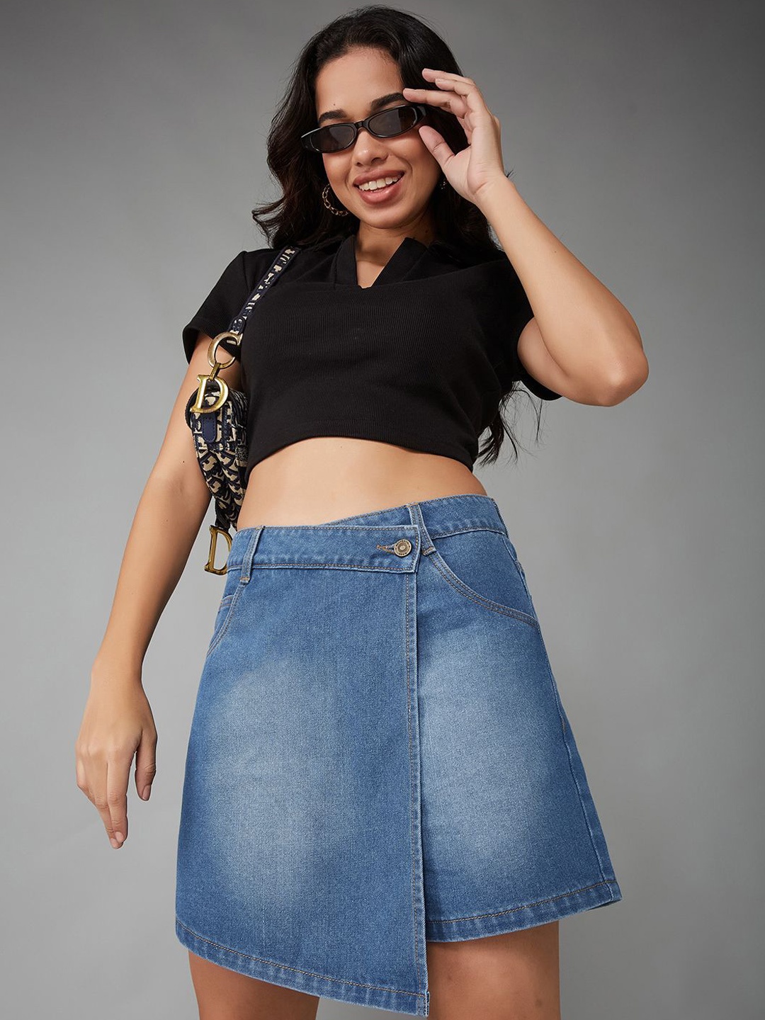 

DOLCE CRUDO High-Rise Denim Skorts, Blue