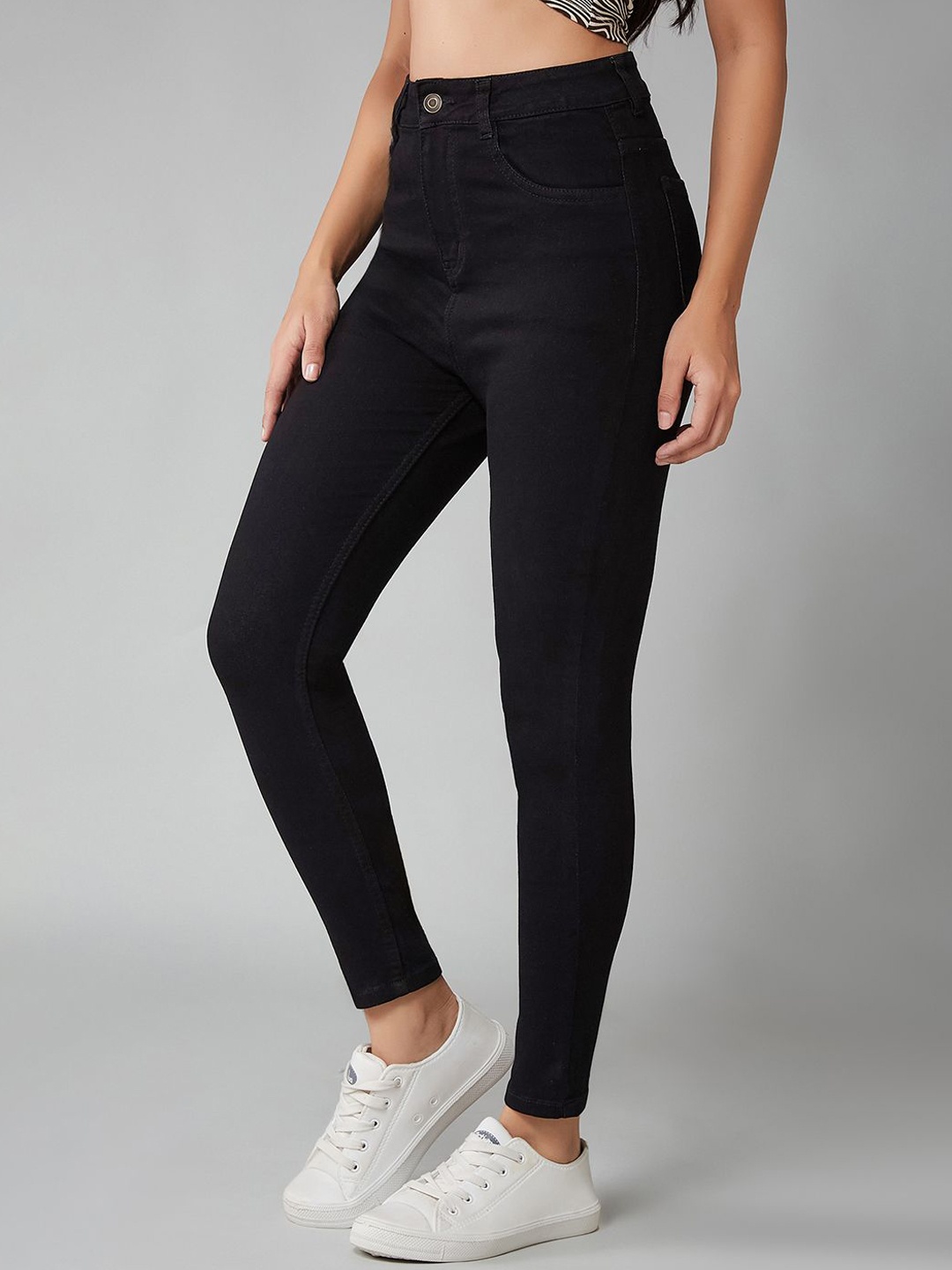 

DOLCE CRUDO Women Skinny Fit High-Rise Stretchable Jeans, Black