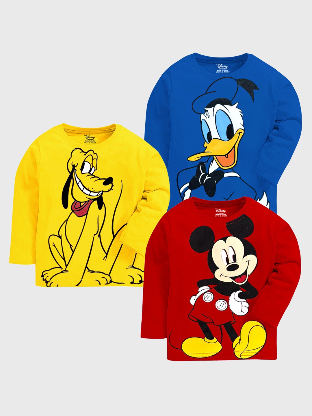 

Disney By Miss and Chief Boys Pack Of 3 Mickey & Friends Graphic Printed Cotton T-shirts, Red