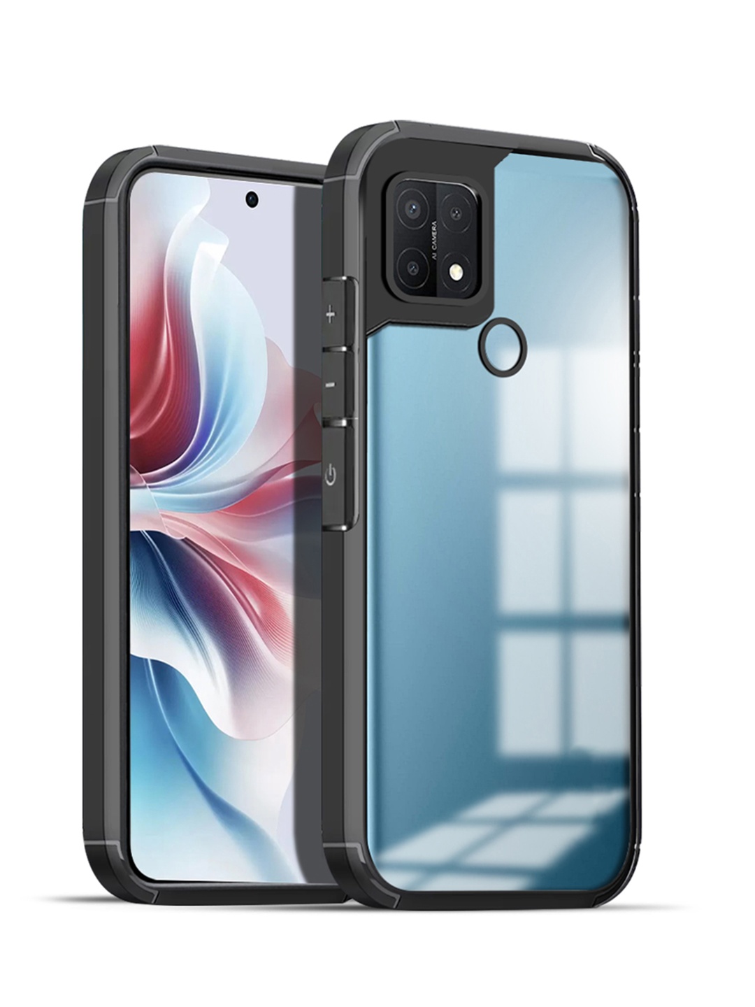 

Karwan Oppo A15 Shockproof Bumper Back Case, Black