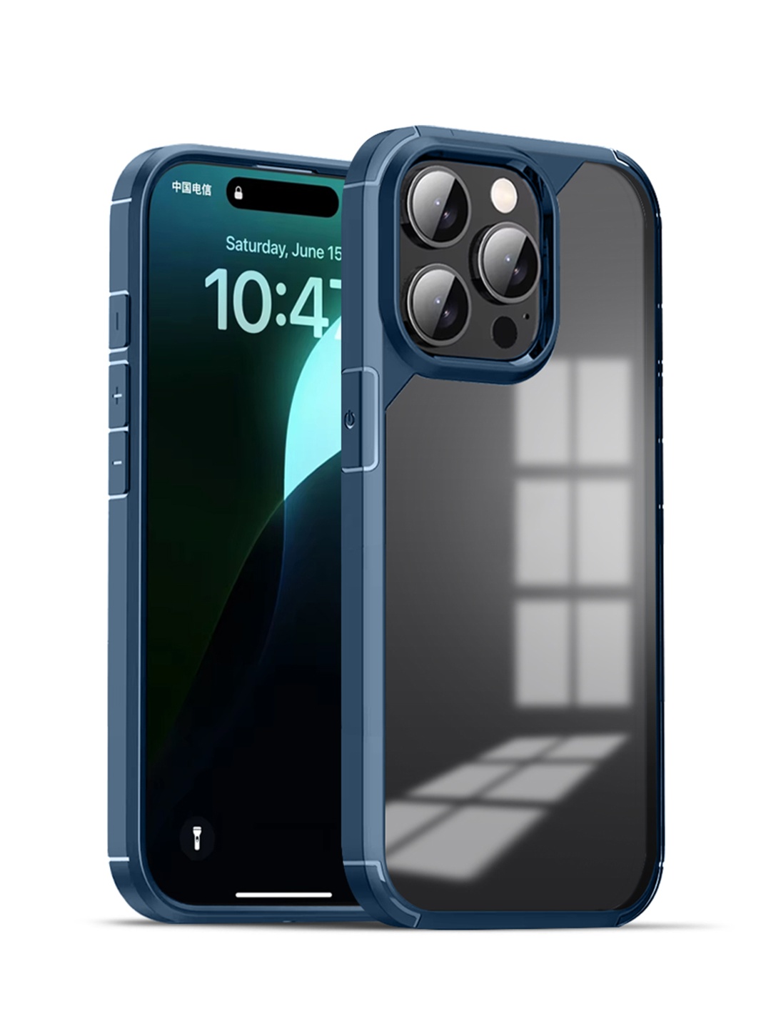 

Karwan Solid Printed iPhone 14 Pro Max Shockproof Bumper Back Case, Blue