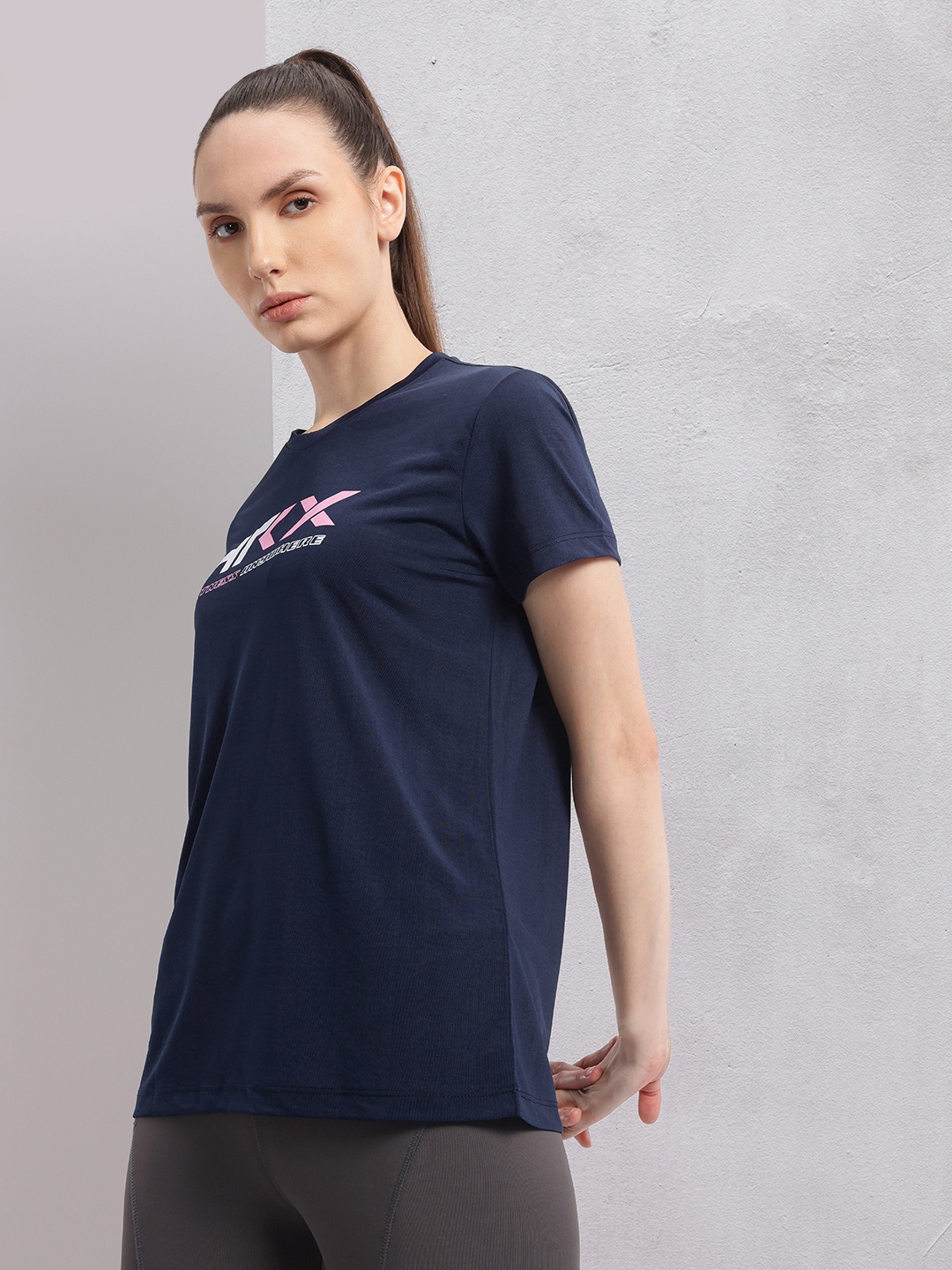 

HRX by Hrithik Roshan Brand Logo Printed Rapid Dry T-shirt, Blue