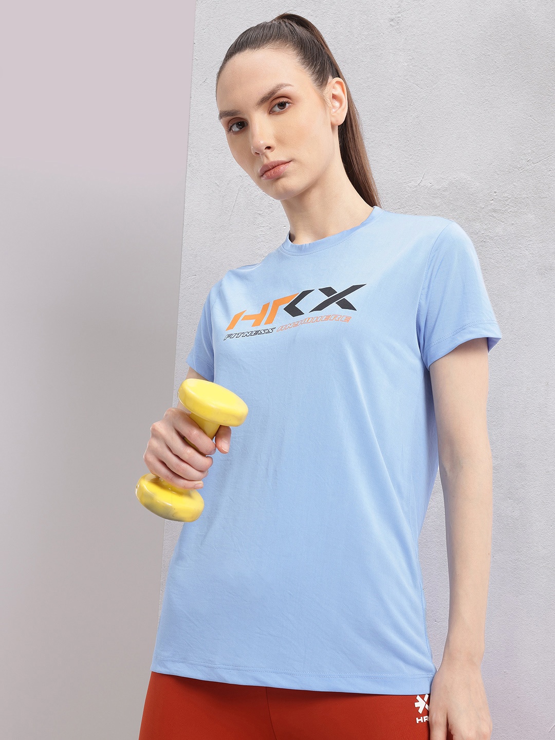 

HRX by Hrithik Roshan Brand Logo Printed Rapid Dry T-shirt, Blue