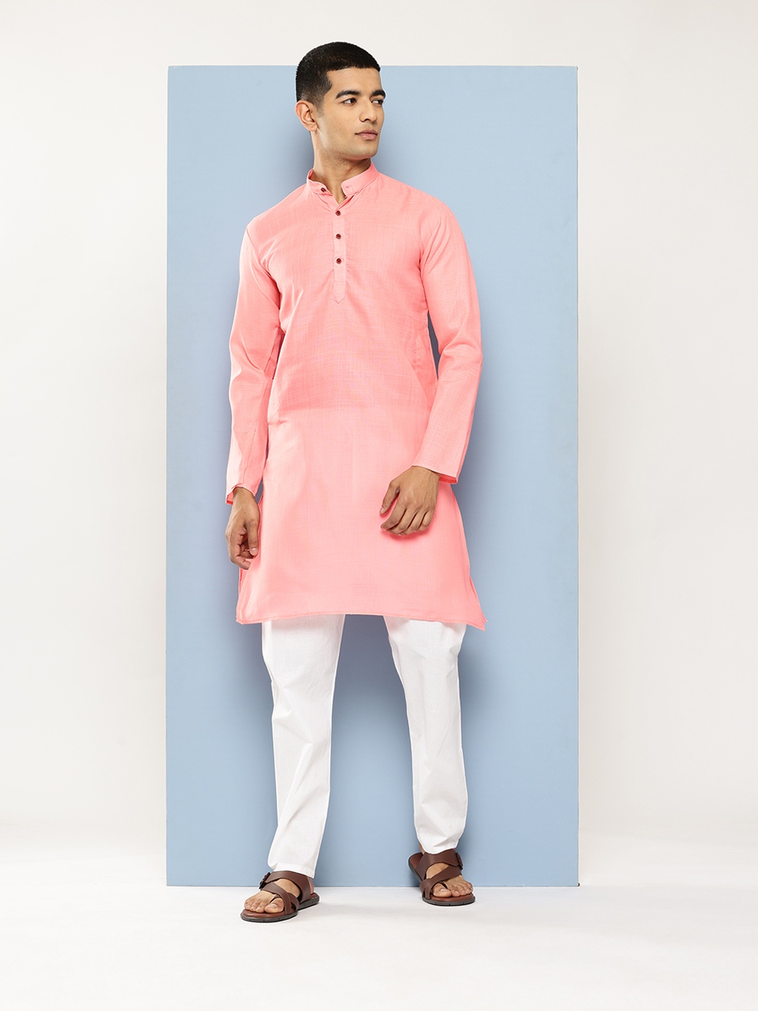 

Aarika Men Pure Cotton Kurta Set, Pink