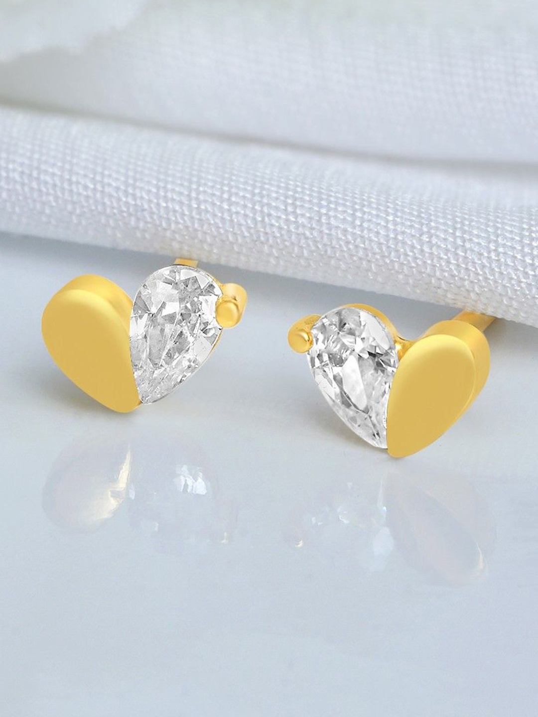 

Zavya 925 Sterling Silver Gold-Plated CZ Studded Contemporary Studs Earrings