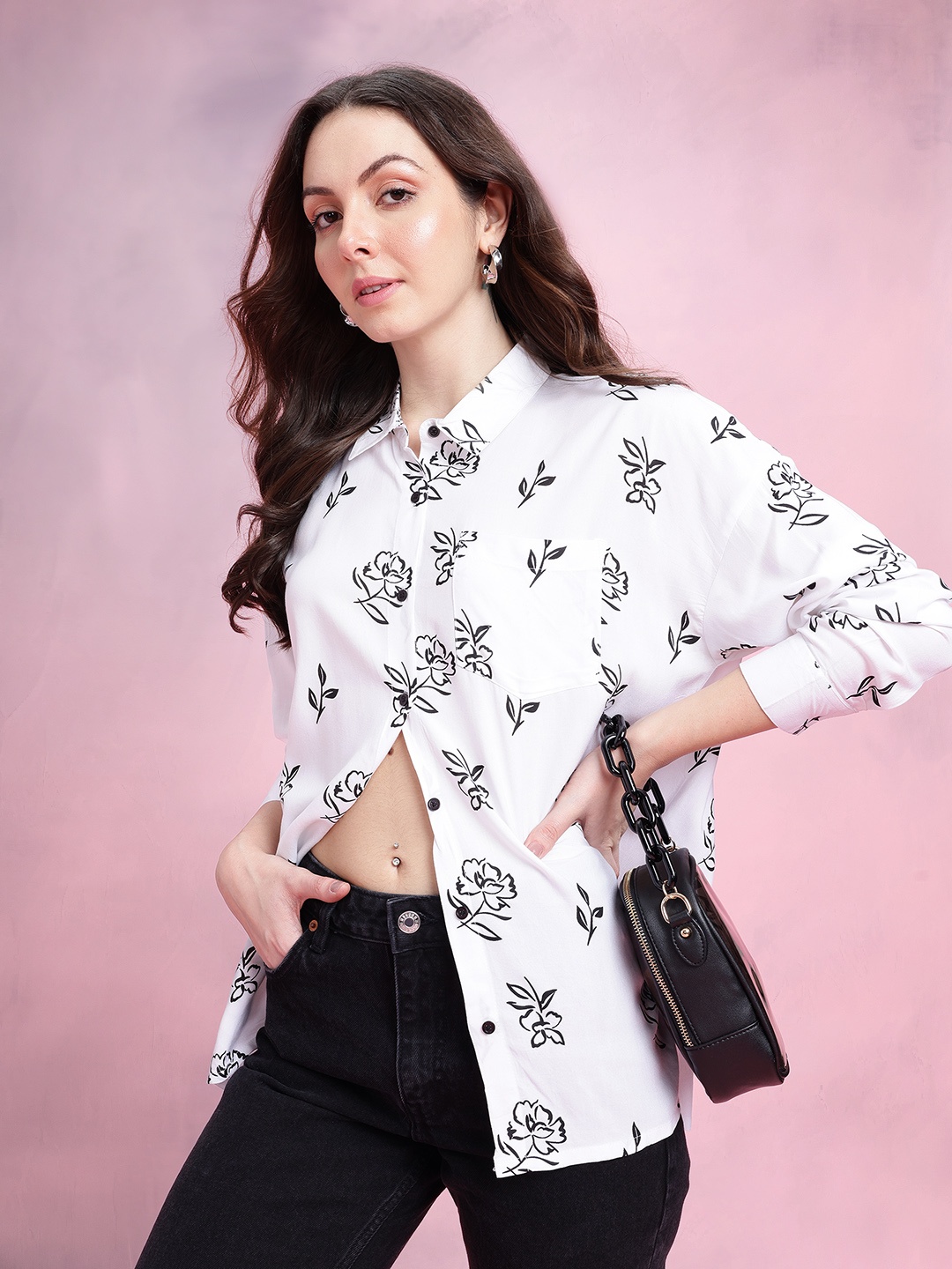 

DressBerry Comfort Floral Printed Casual Shirt, White