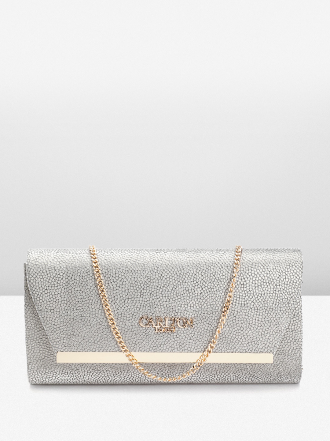 

Carlton London Textured Envelope Clutch, Grey