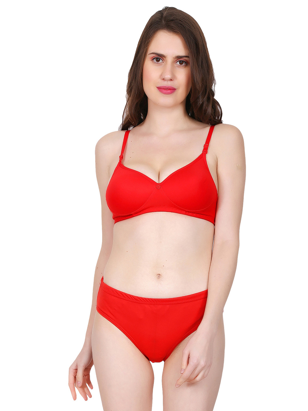 

Fihana Women Shoulder Straps Lingerie Set, Red