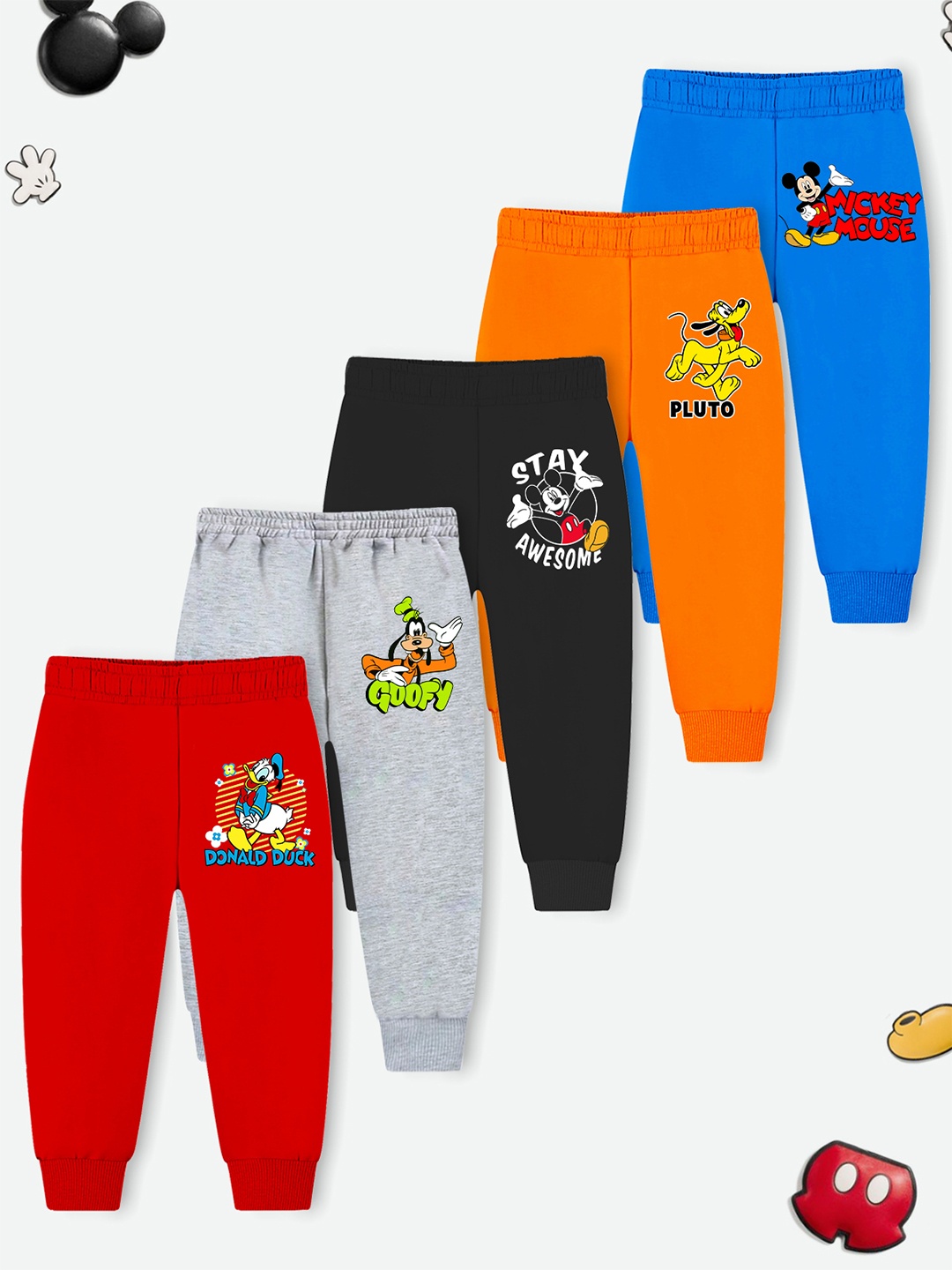 

Disney By Miss and Chief Boys Pack Of 5 Printed Regular Fit Cotton Joggers, Grey
