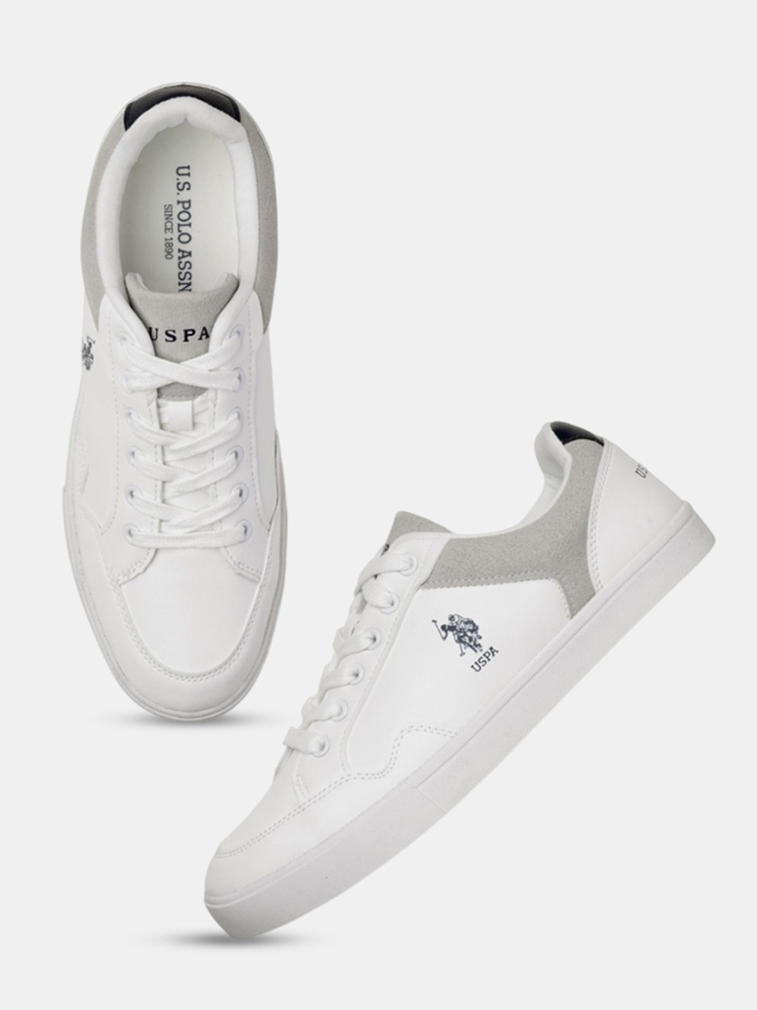 

U.S. Polo Assn. Men Round Toe Lace-Ups PU Sneakers, White