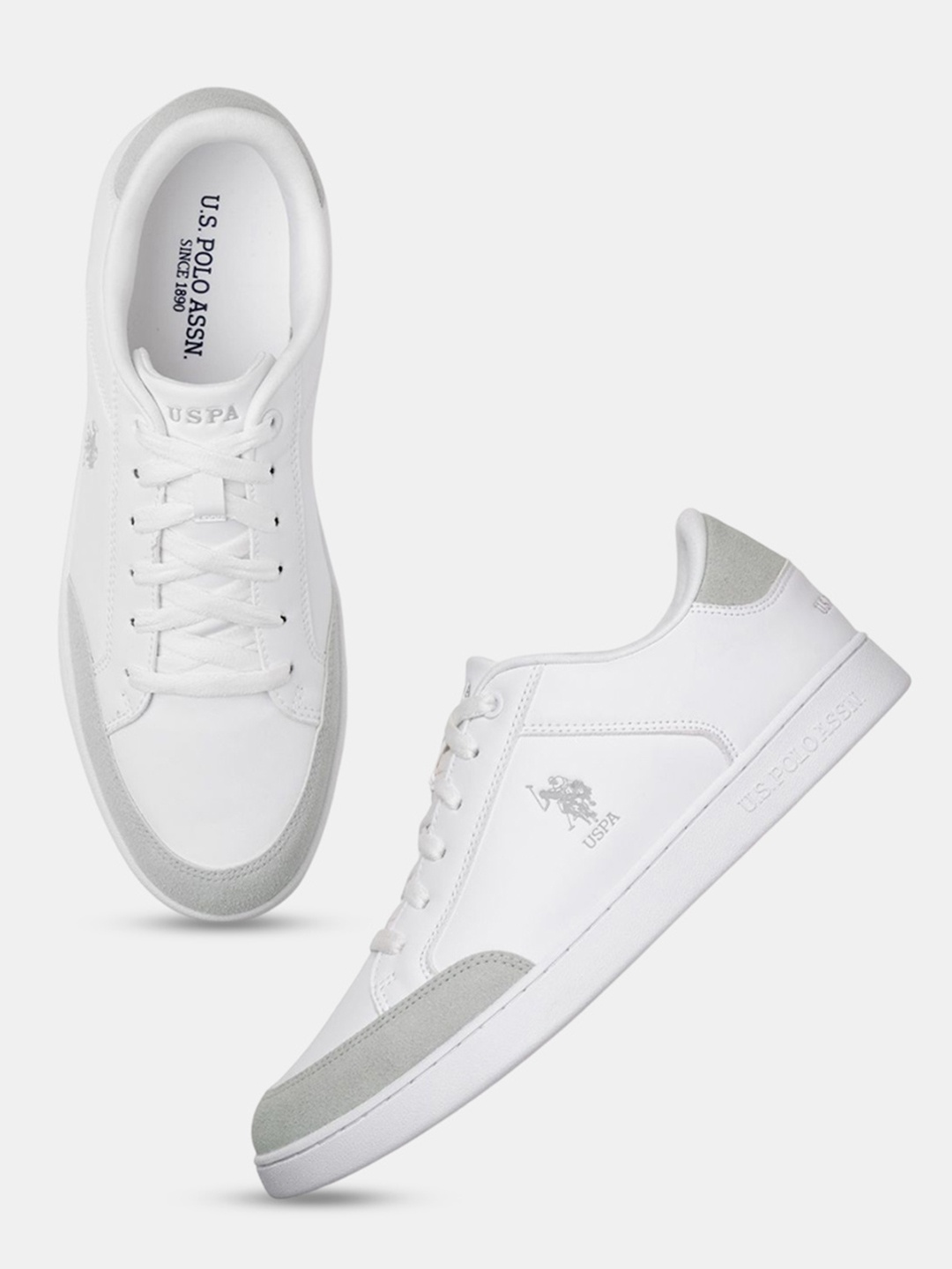 

U.S. Polo Assn. Men Round Toe Lace-Ups PU Sneakers, White