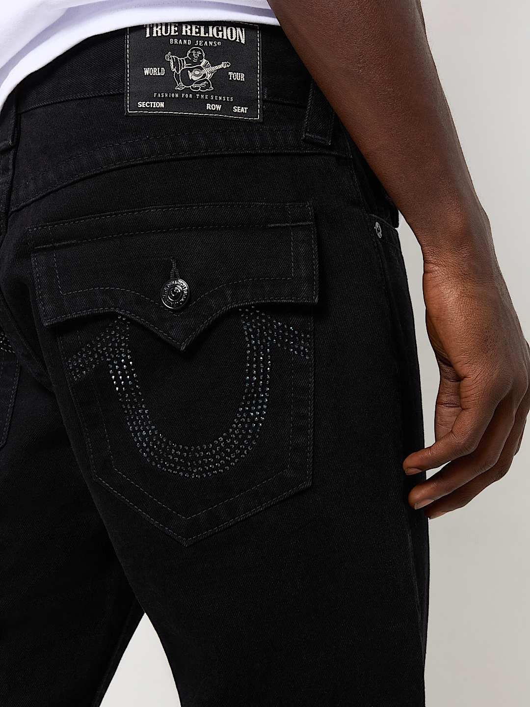 

True Religion SN Ricky Straight Fit Mid Rise Solid Jeans, Black
