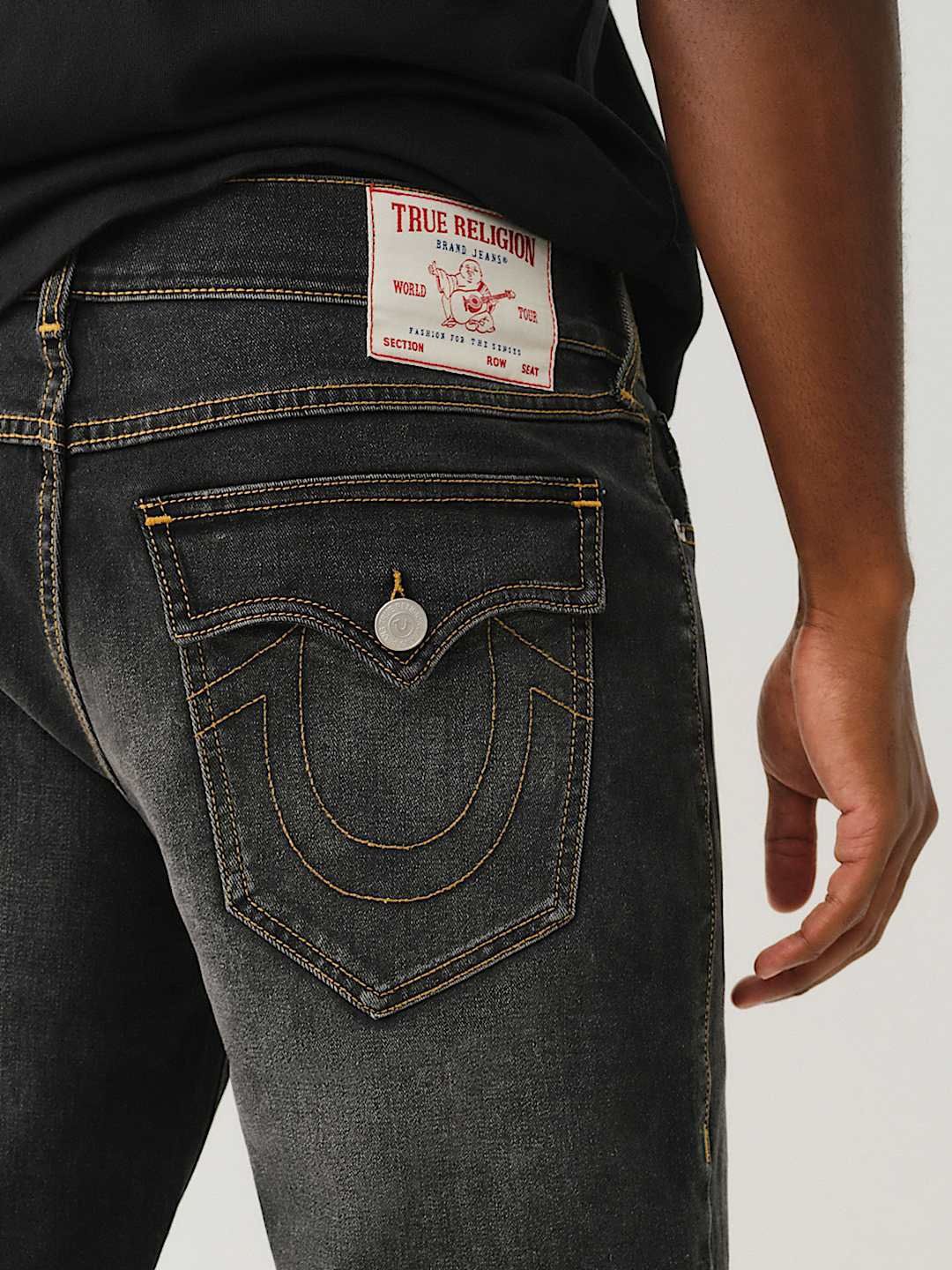 

True Religion SN Ricky Straight Fit Mid Rise Washed Jeans, Grey