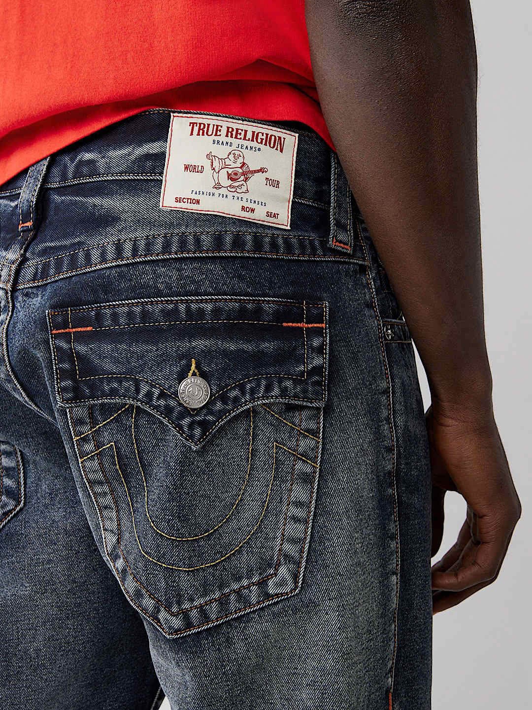 

True Religion Men Straight Fit Heavy Fade Mid-Rise Jeans, Blue