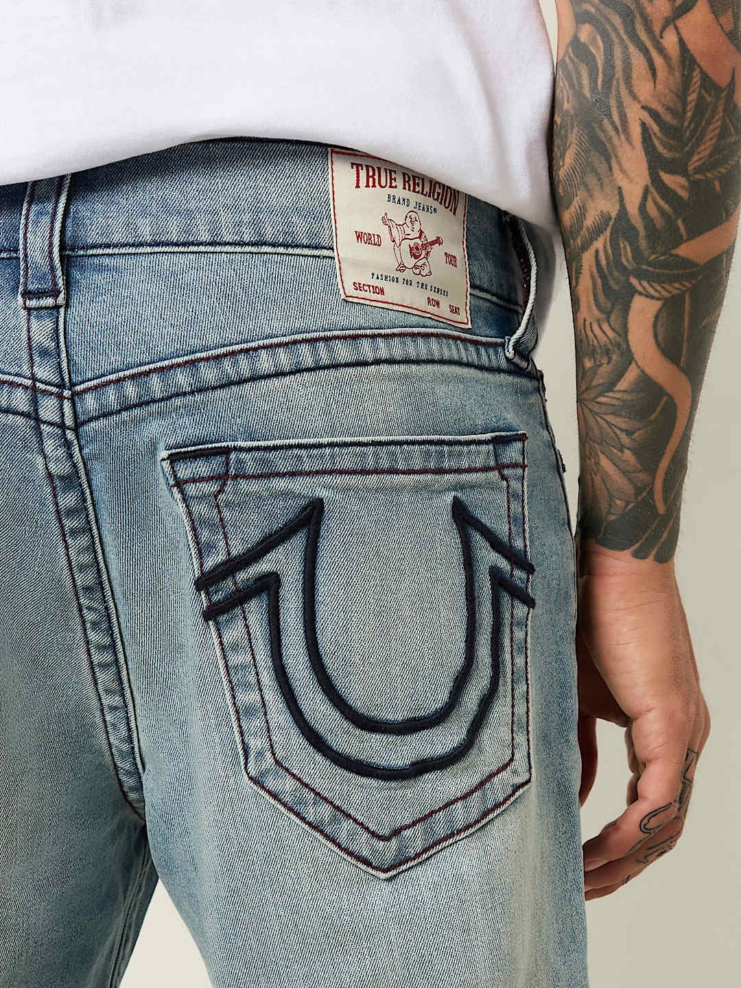 

True Religion SN Geno Skinny Fit Mid Rise Washed Jeans, Blue