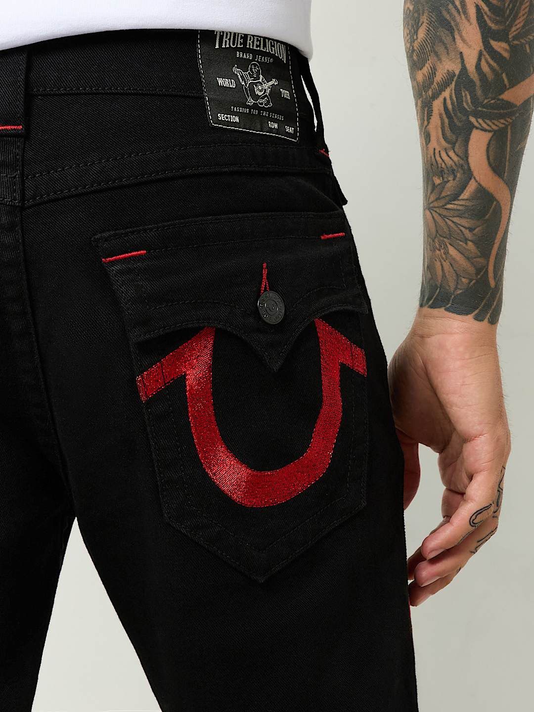 

True Religion SN Ricky Straight Fit Mid Rise Washed Jeans, Black