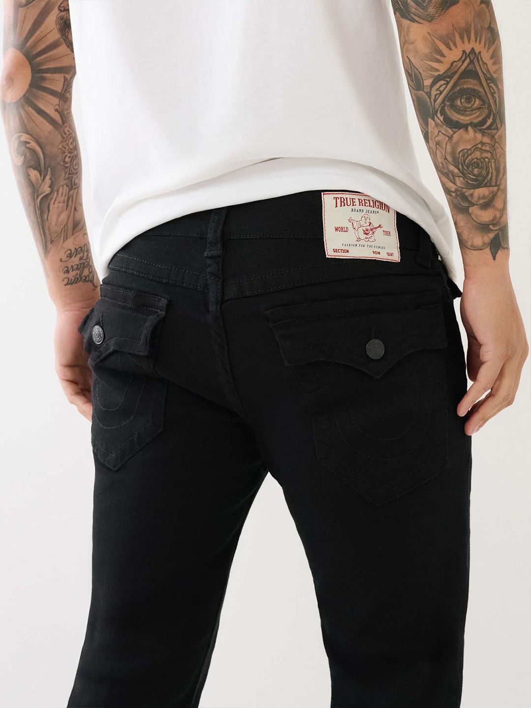 

True Religion SN Rocco Slim Fit Mid Rise Solid Jeans, Black