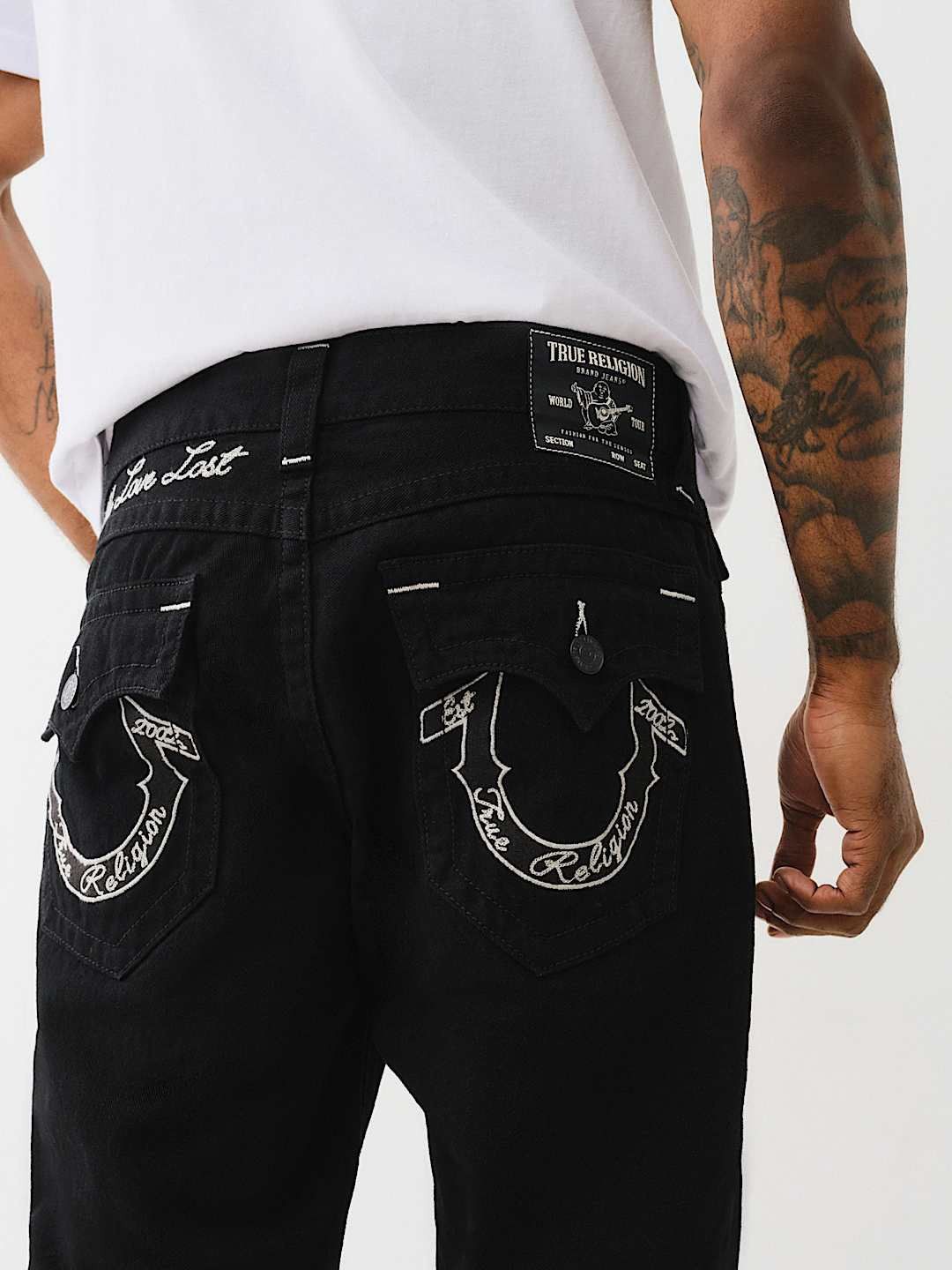 

True Religion SN Ricky Straight Fit Mid Rise Solid Jeans, Black
