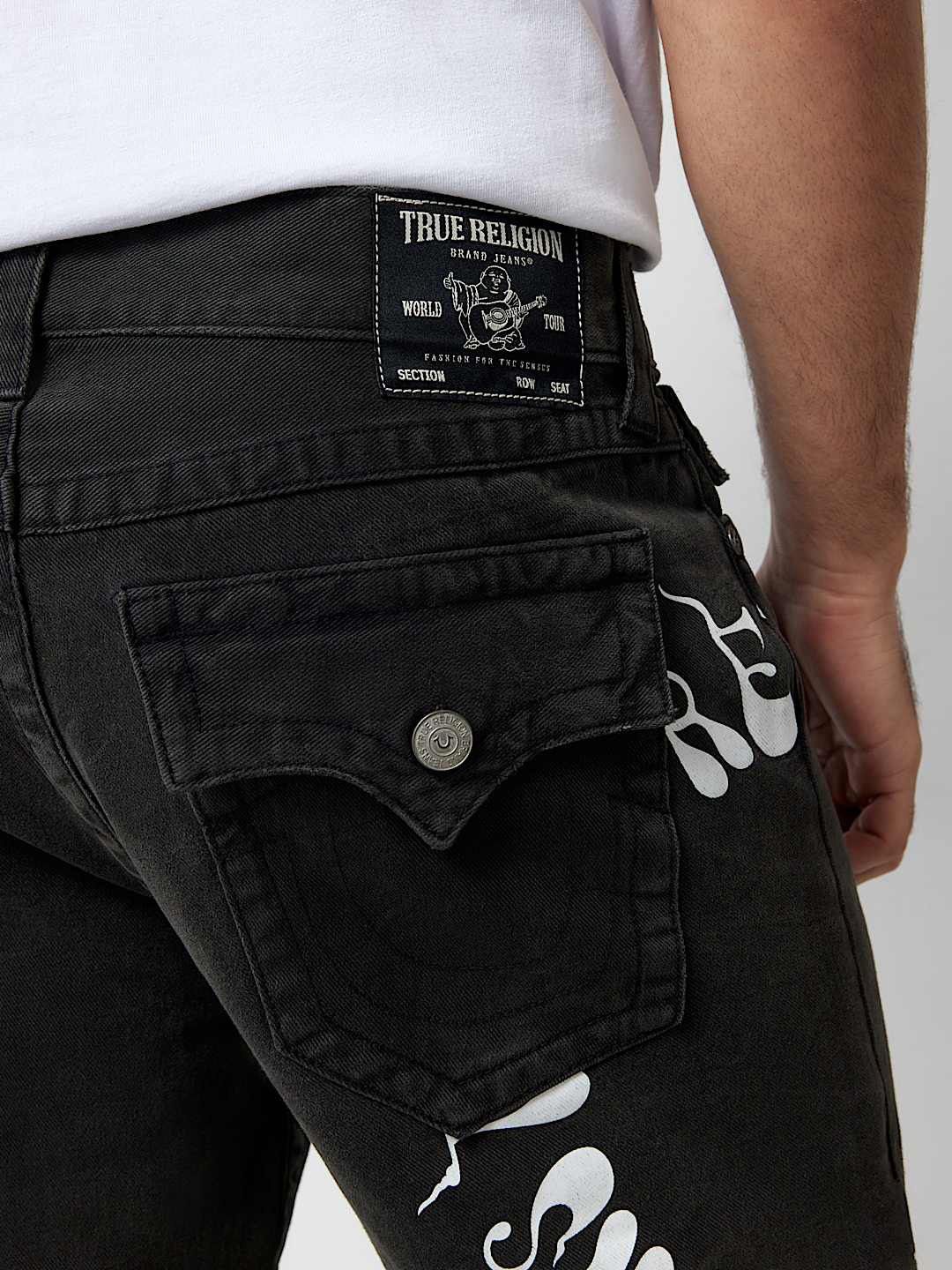 

True Religion SN Men Slim Fit Pure Cotton Mid-Rise Jeans, Black