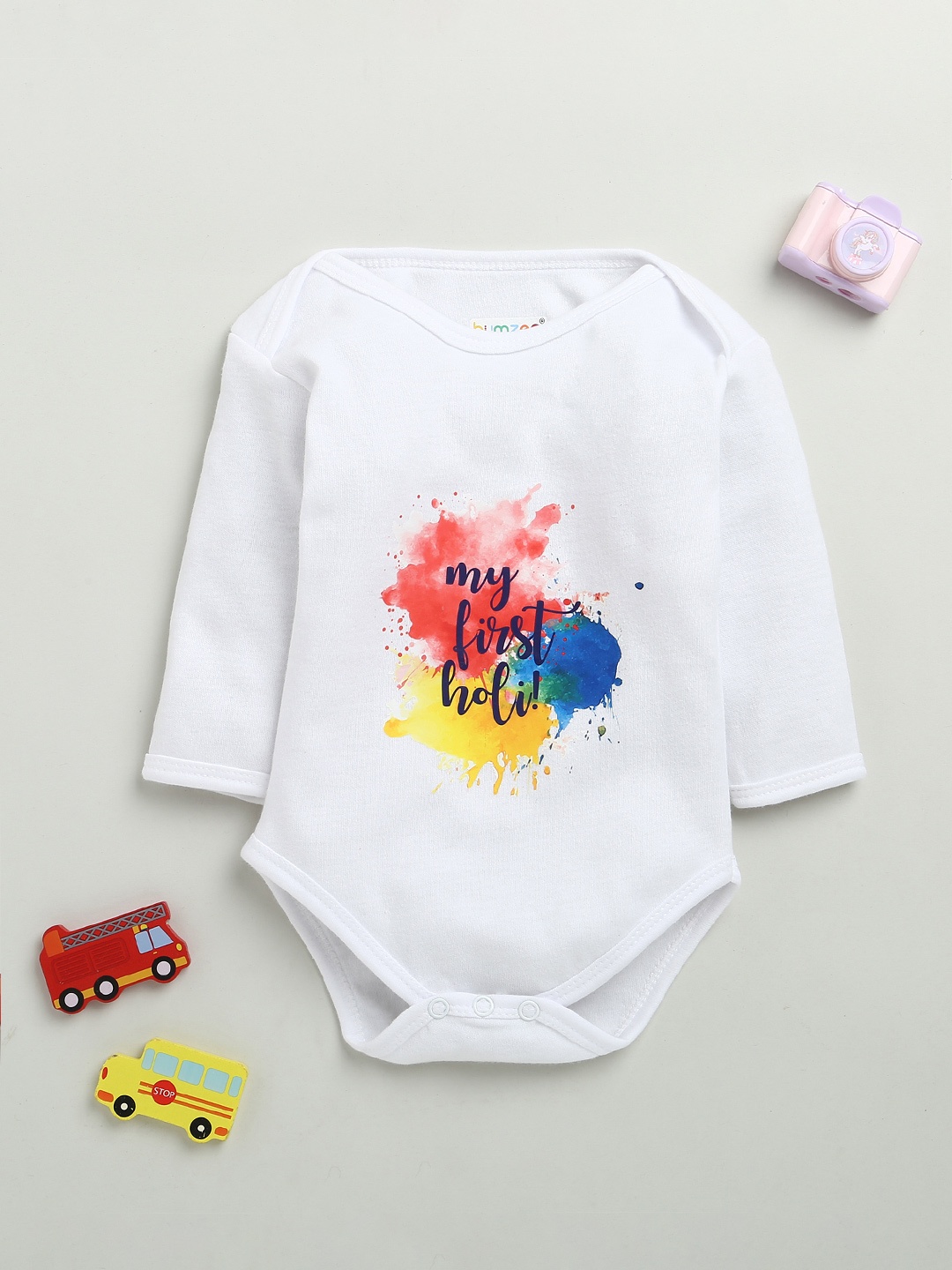 

BUMZEE Infants Printed Cotton Bodysuit, White