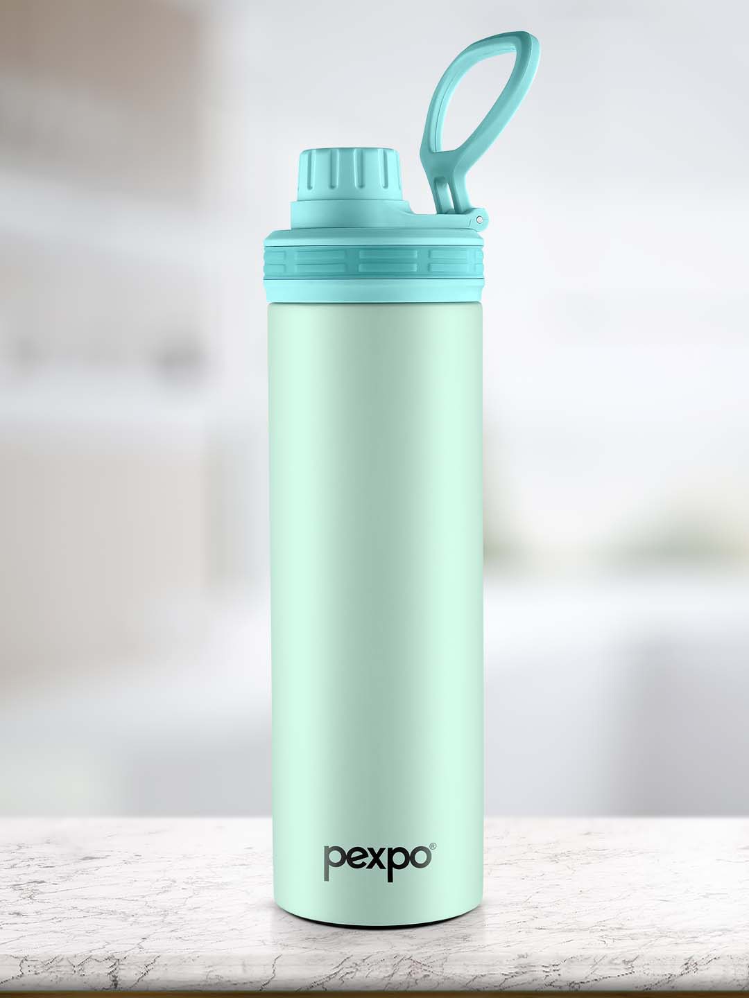 Pexpo Sea Green Brand Logo Stainless Steel Single Wall Vacuum Water Bottle-900 ML