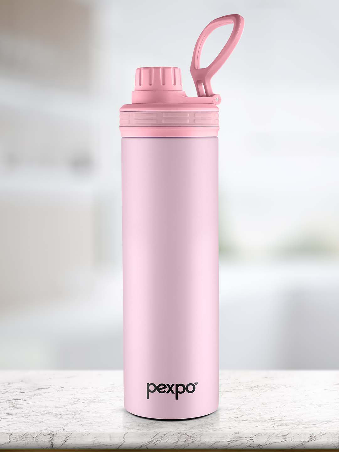

Pexpo Pink Brand Logo Stainless Steel Single Wall Vacuum Water Bottle-900 ML
