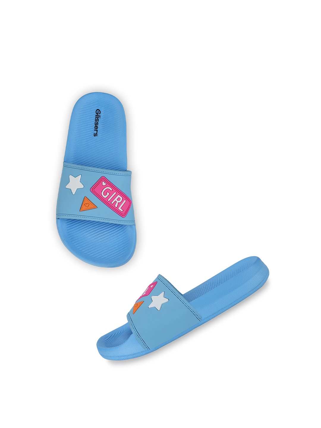 

GLISSERS Girls Embosed Sliders, Blue